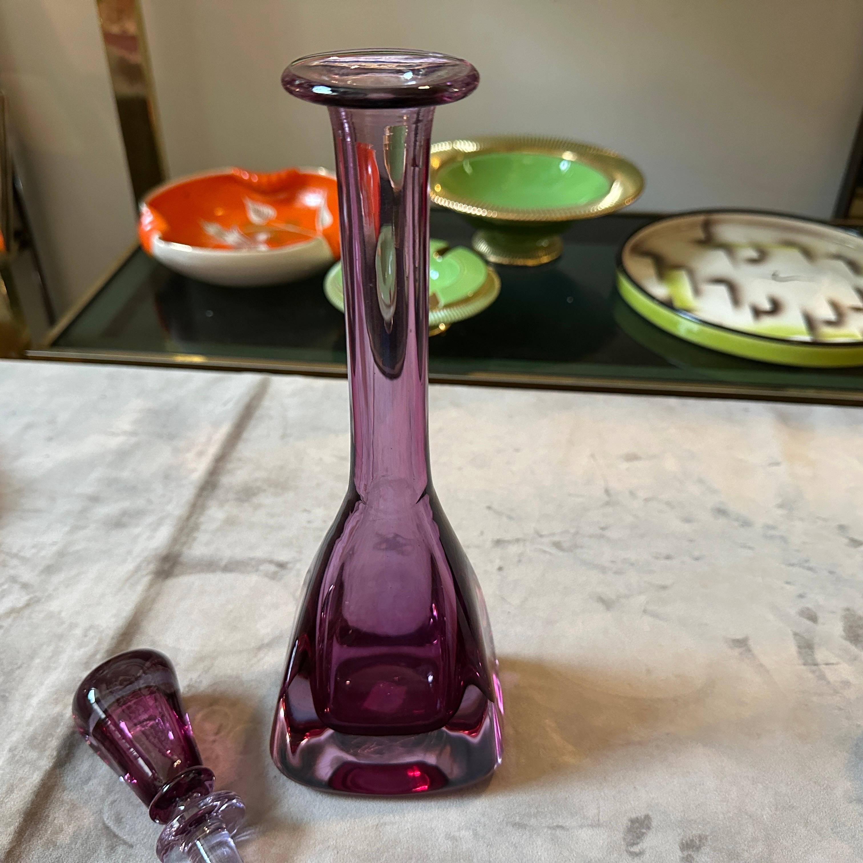 Italiano Bottiglia in vetro di Murano Glass Sommerso rosa moderno degli anni '70 di Flavio Poli per Seguso in vendita