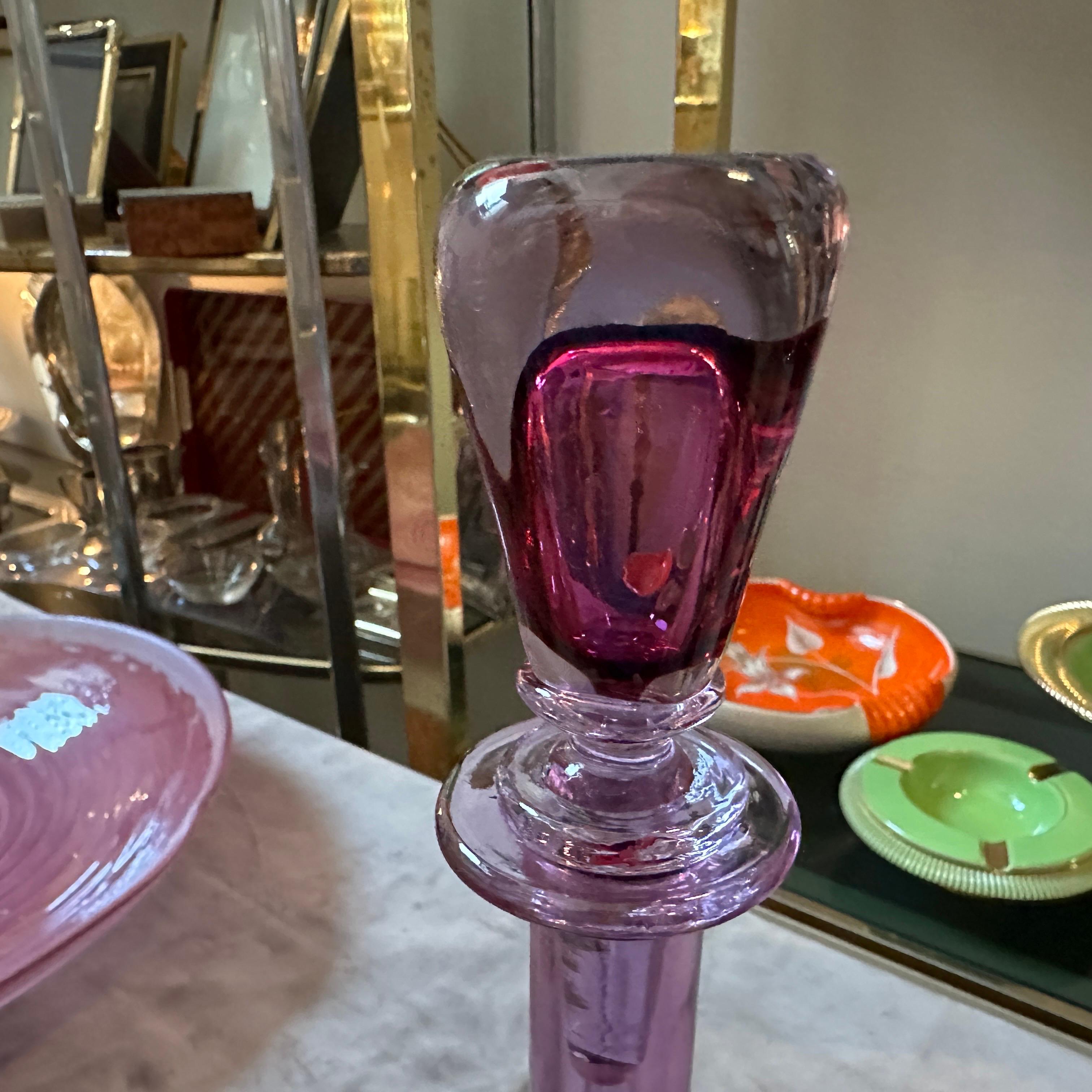 Vetro di Murano Bottiglia in vetro di Murano Glass Sommerso rosa moderno degli anni '70 di Flavio Poli per Seguso in vendita