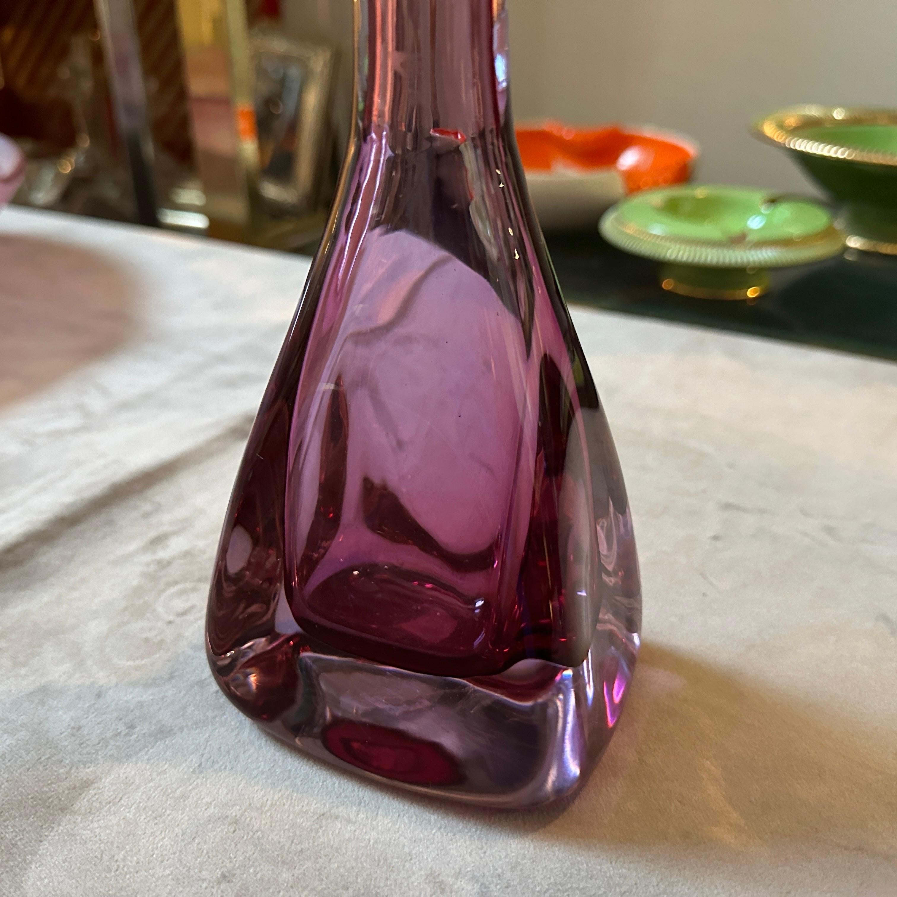 Bottiglia in vetro di Murano Glass Sommerso rosa moderno degli anni '70 di Flavio Poli per Seguso in vendita 1