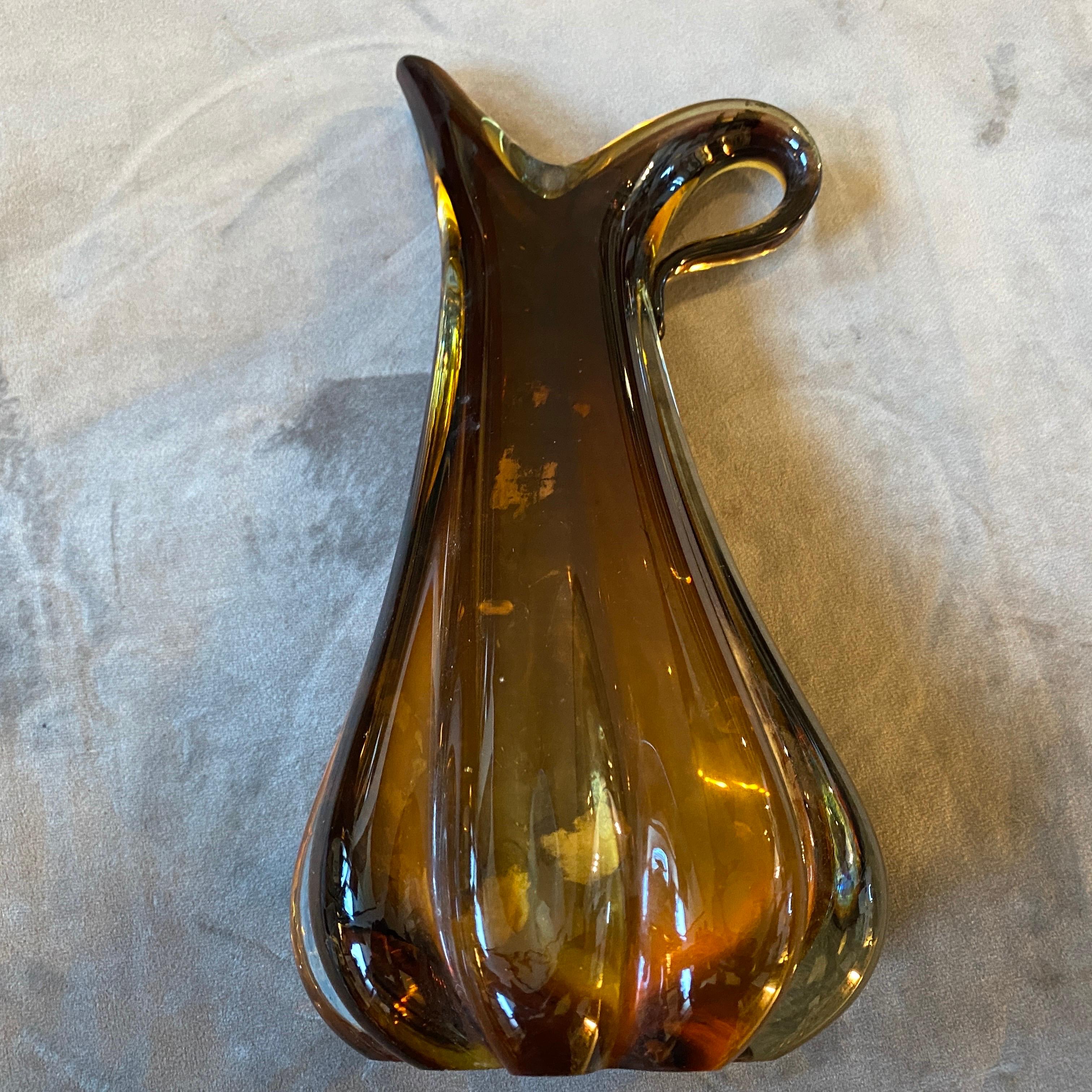 1970s Flavio Poli Mid-Century Modern Brown Murano Glass Vase In Good Condition In Aci Castello, IT