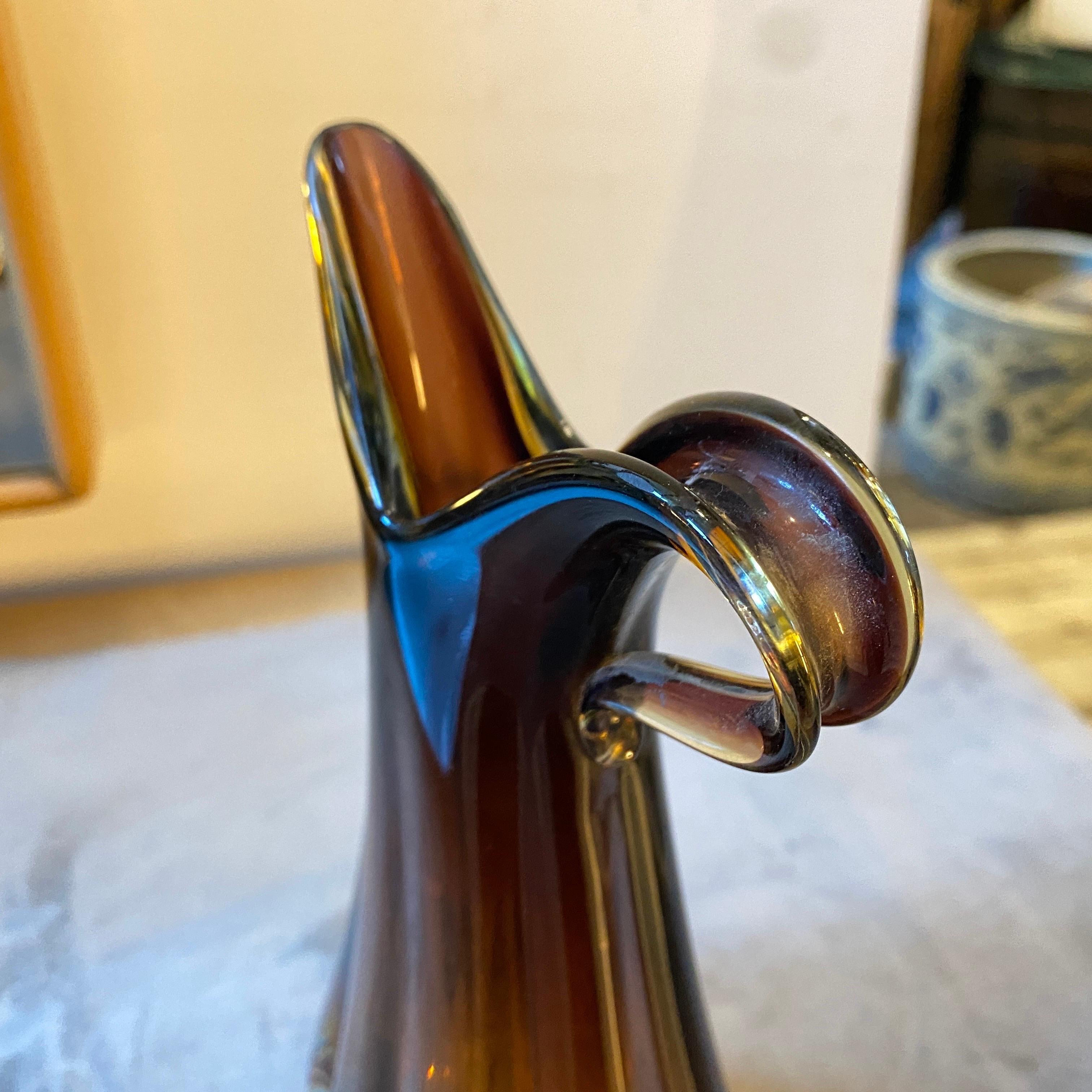1970s Flavio Poli Mid-Century Modern Brown Murano Glass Vase 1