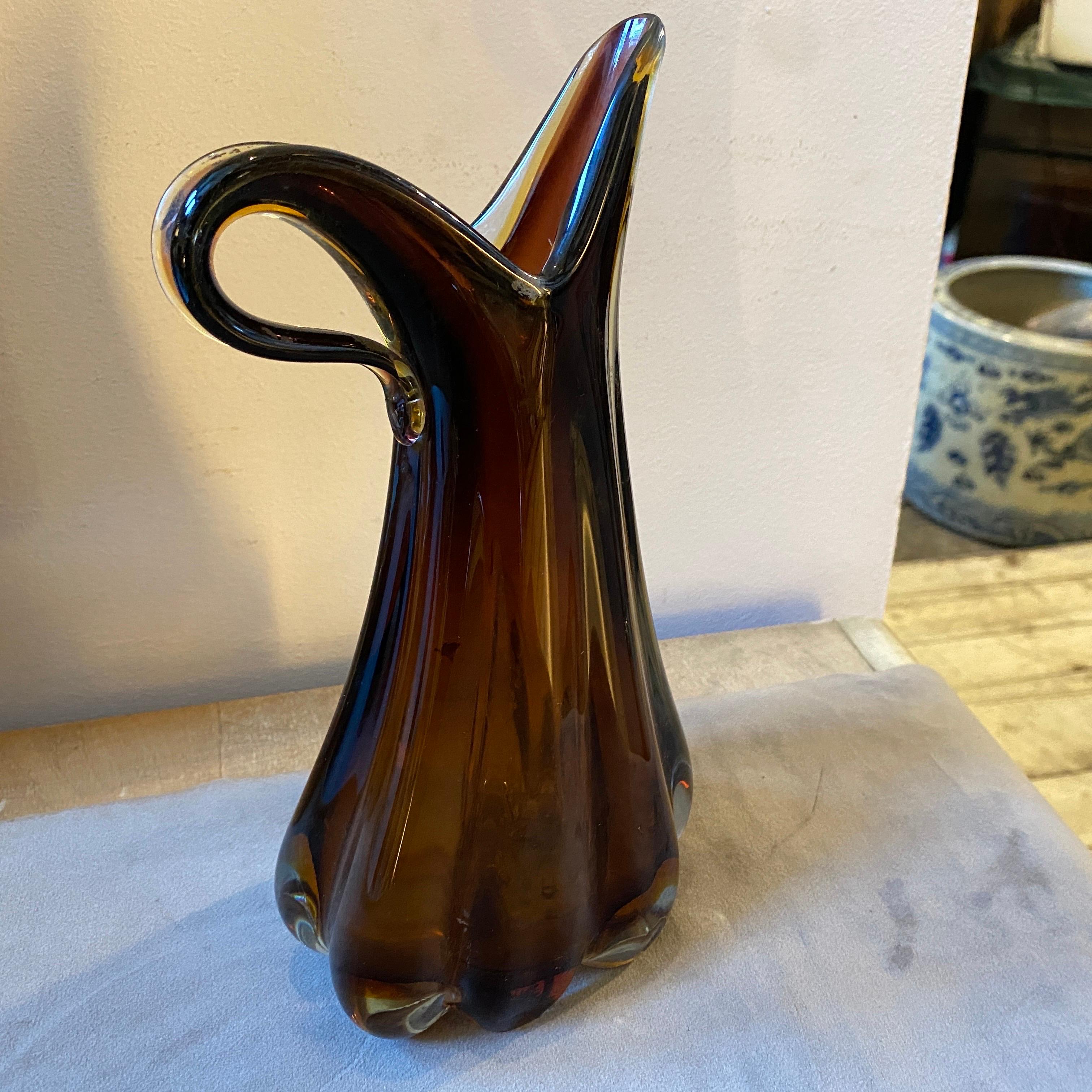 1970s Flavio Poli Mid-Century Modern Brown Murano Glass Vase 3