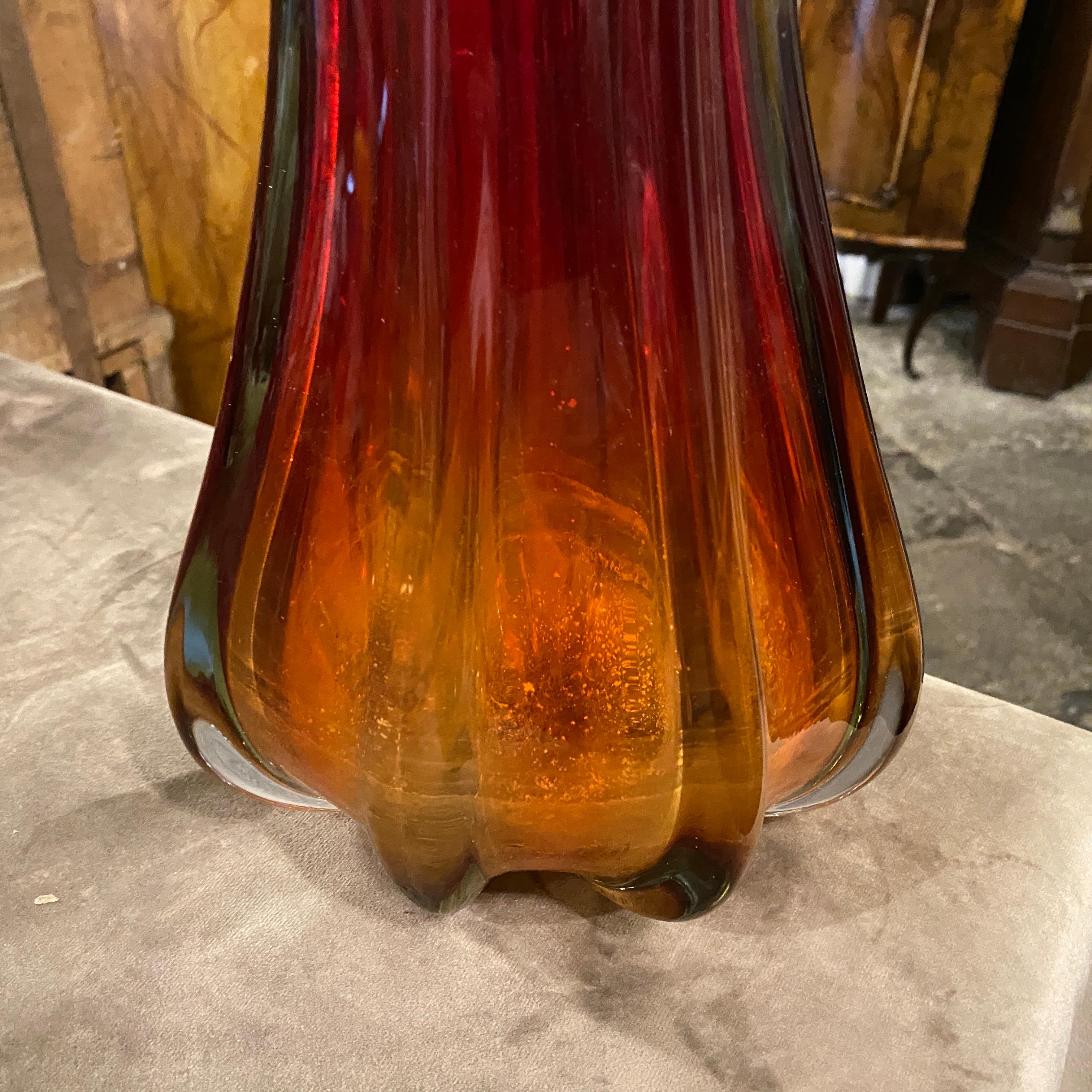 20th Century 1970s Flavio Poli Mid-Century Modern Red Murano Glass Vase For Sale