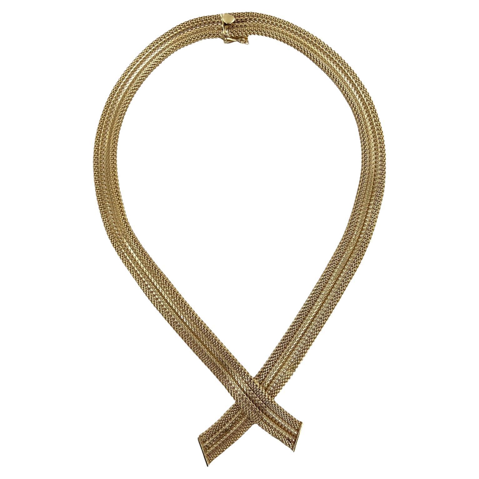 Jose Hess Diamond Gold Ribbon Necklace at 1stDibs