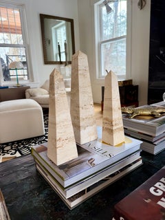 Obelischi in travertino di Rapolano degli anni '70 dei Fratelli Mannelli - Set di 3 pezzi