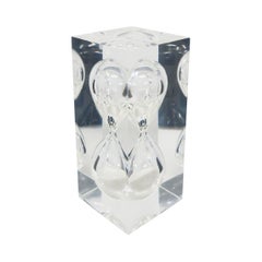 1970s, Floating Hourglass in Lucite Sculpture Attr. to Pierre Giraudon