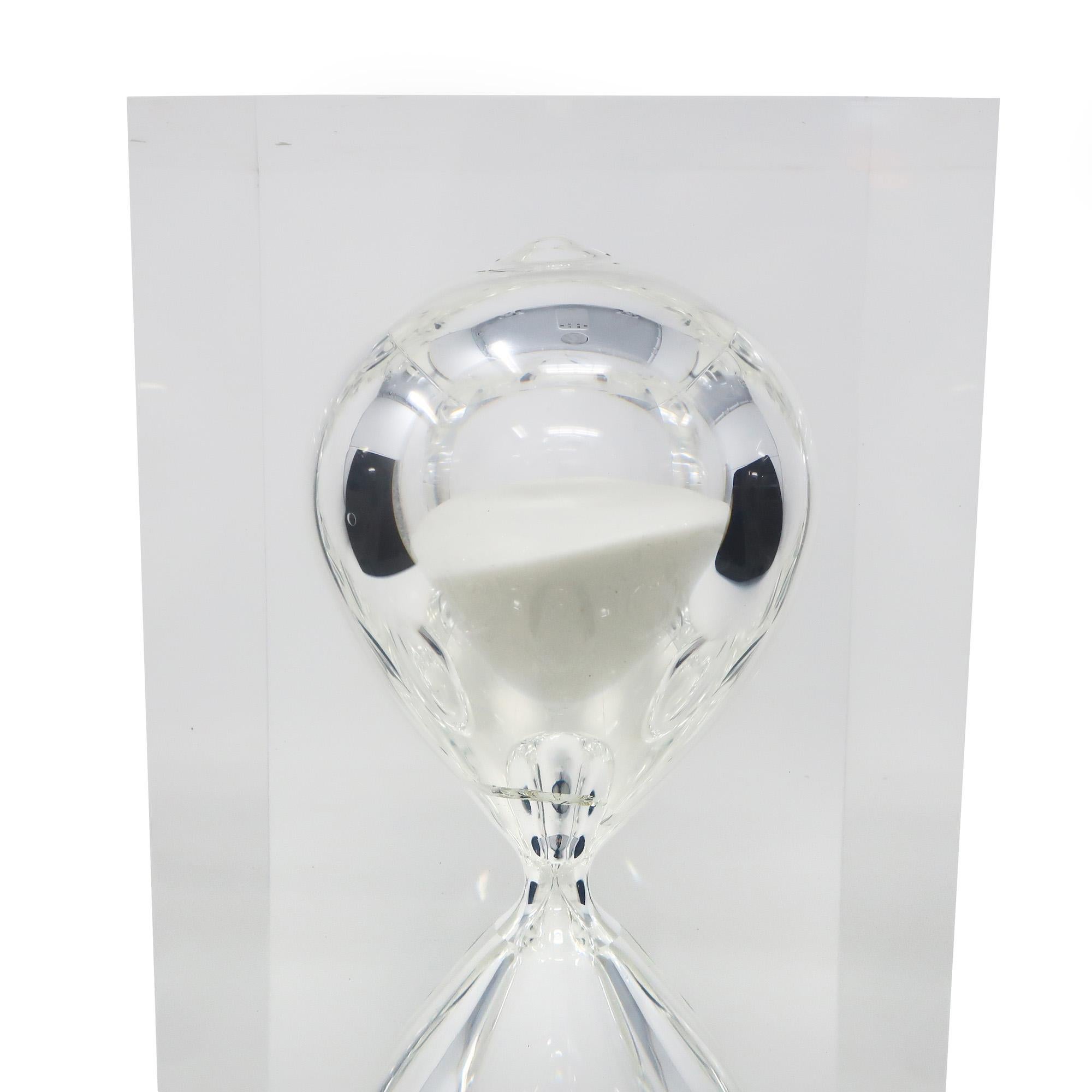20th Century 1970s, Floating Hourglass in Lucite Sculpture Attr. to Pierre Giraudon