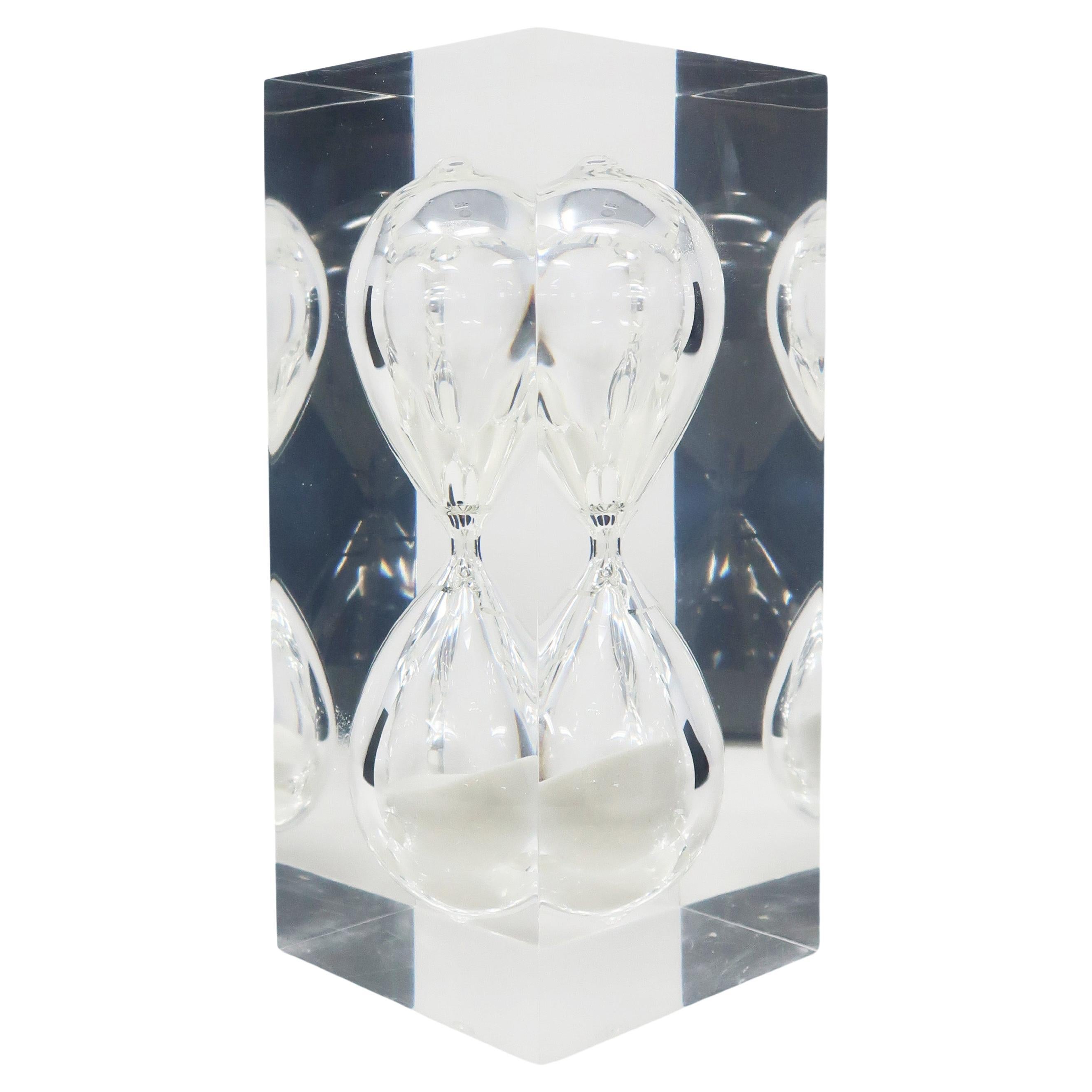 1970s, Floating Hourglass in Lucite Sculpture Attr. to Pierre Giraudon