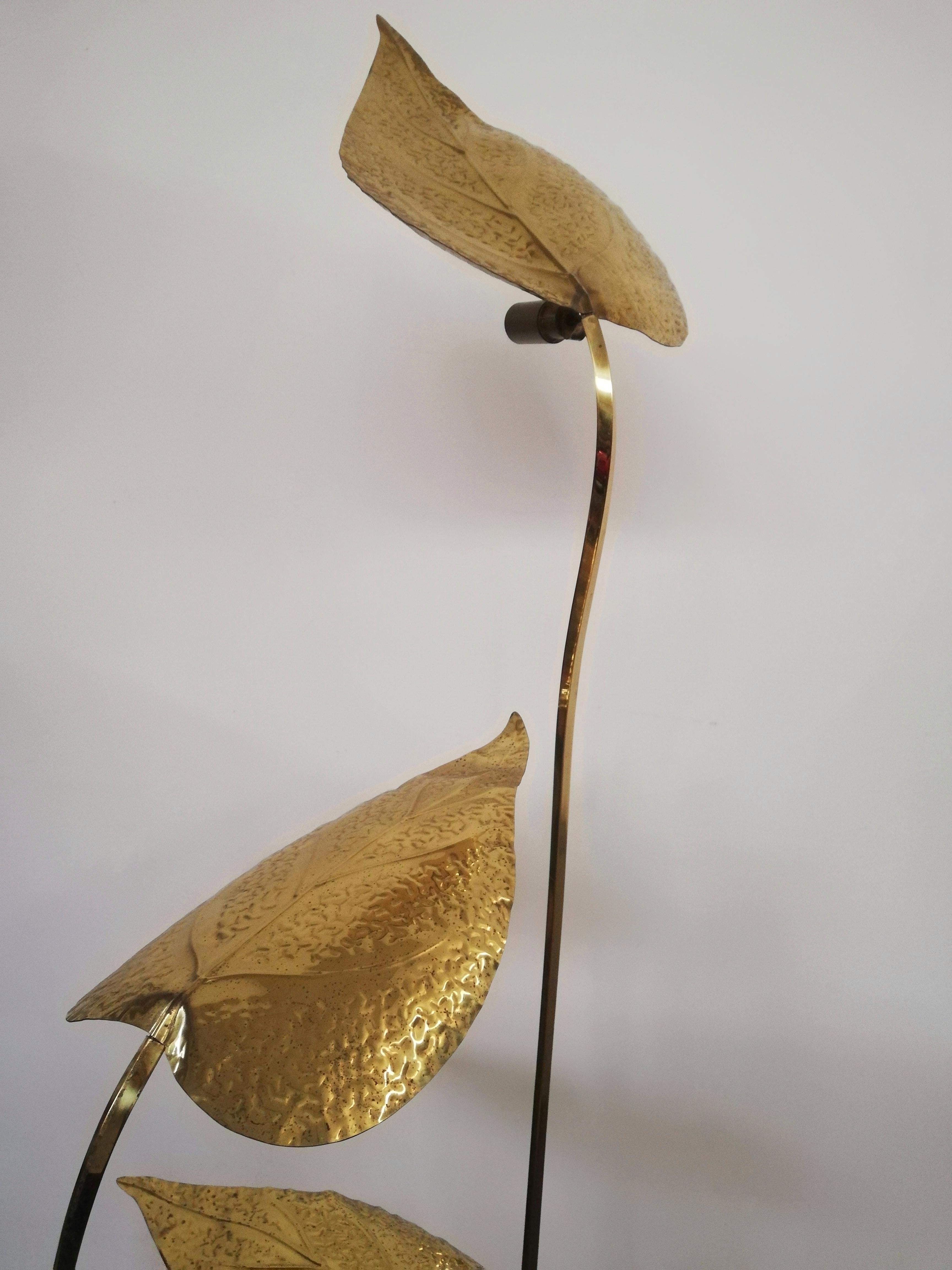 1970s Floor Lamp with Large Brass Leaves by Carlo Giorgi for Bottega Gadda For Sale 4