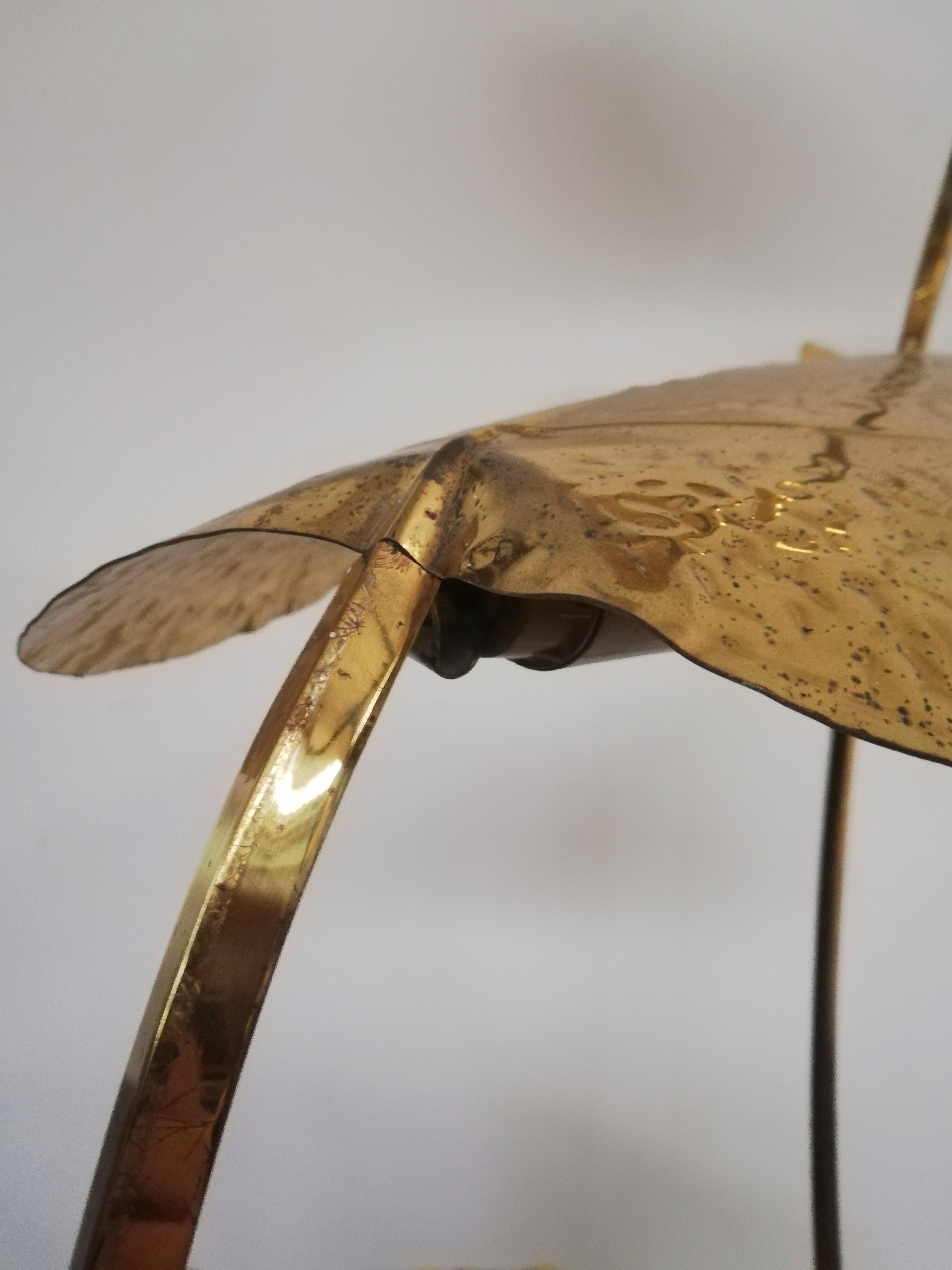 Lampada da terra anni '70 con grandi foglie in ottone di Carlo Giorgi per Bottega Gadda in vendita 5