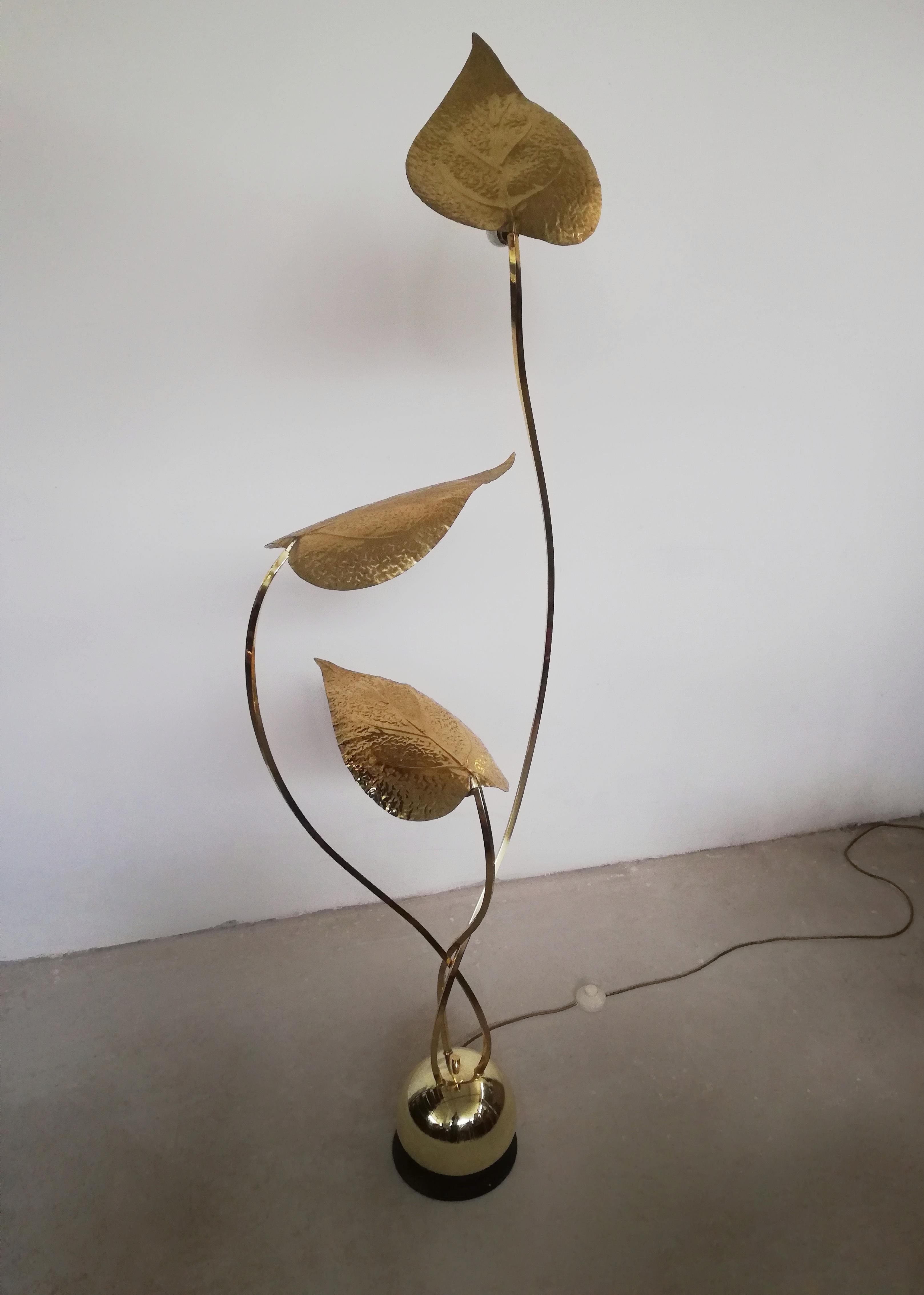 1970s Floor Lamp with Large Brass Leaves by Carlo Giorgi for Bottega Gadda For Sale 11
