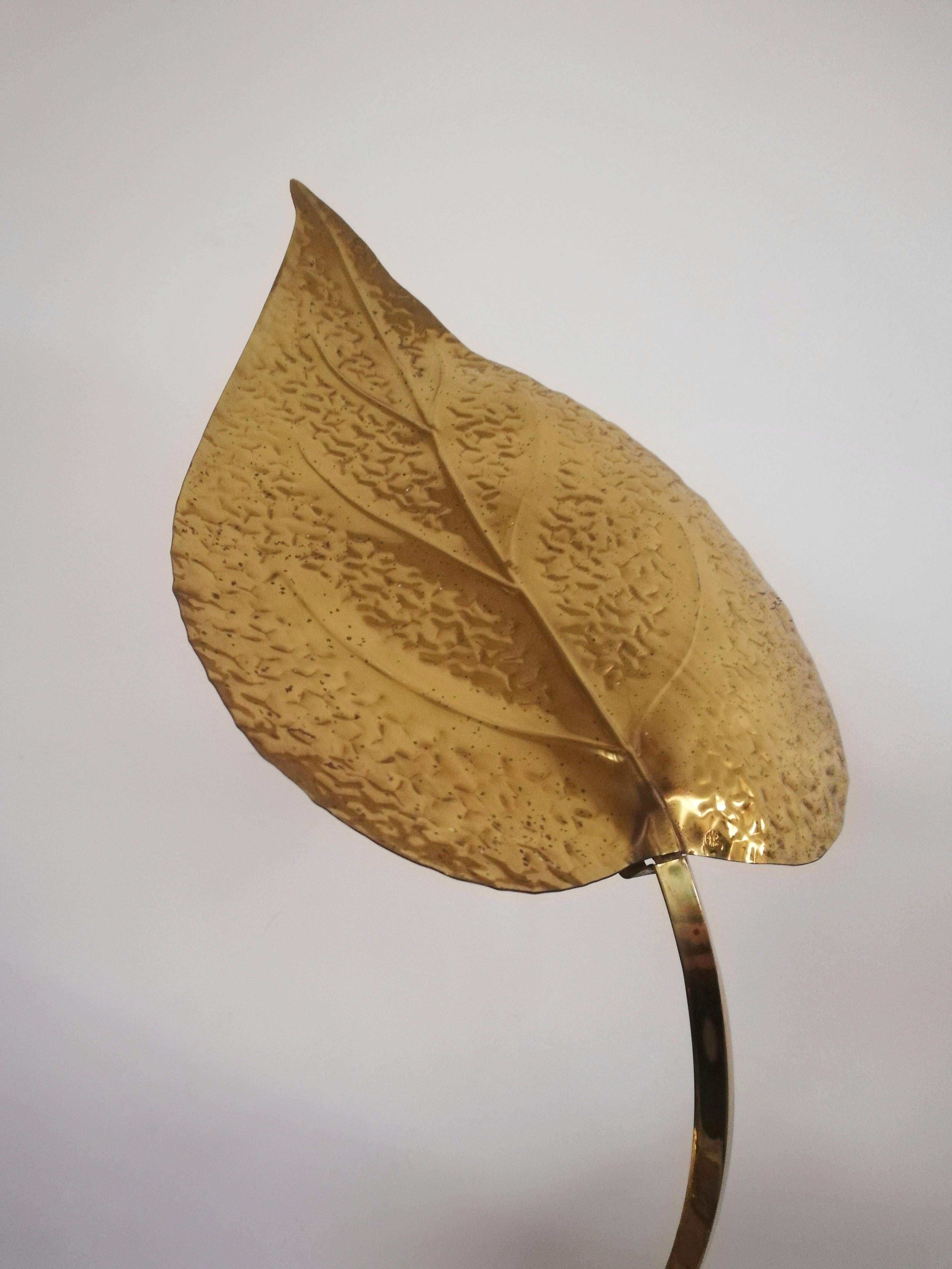 1970s Floor Lamp with Large Brass Leaves by Carlo Giorgi for Bottega Gadda For Sale 3