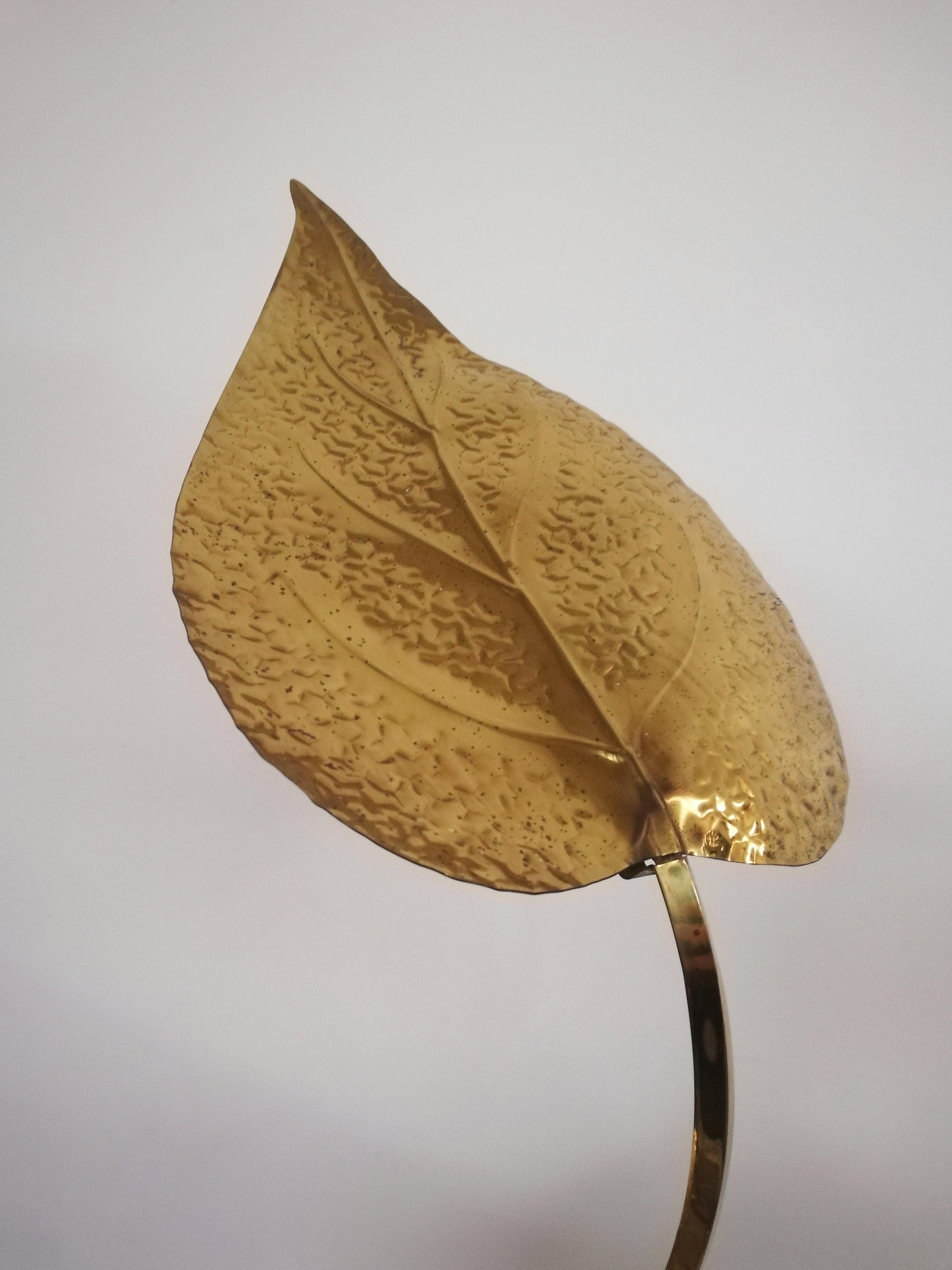 Lampada da terra anni '70 con grandi foglie in ottone di Carlo Giorgi per Bottega Gadda in vendita 2