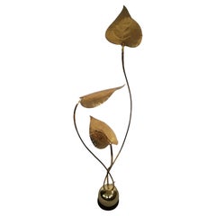 1970s Floor Lamp with Large Brass Leaves by Carlo Giorgi for Bottega Gadda