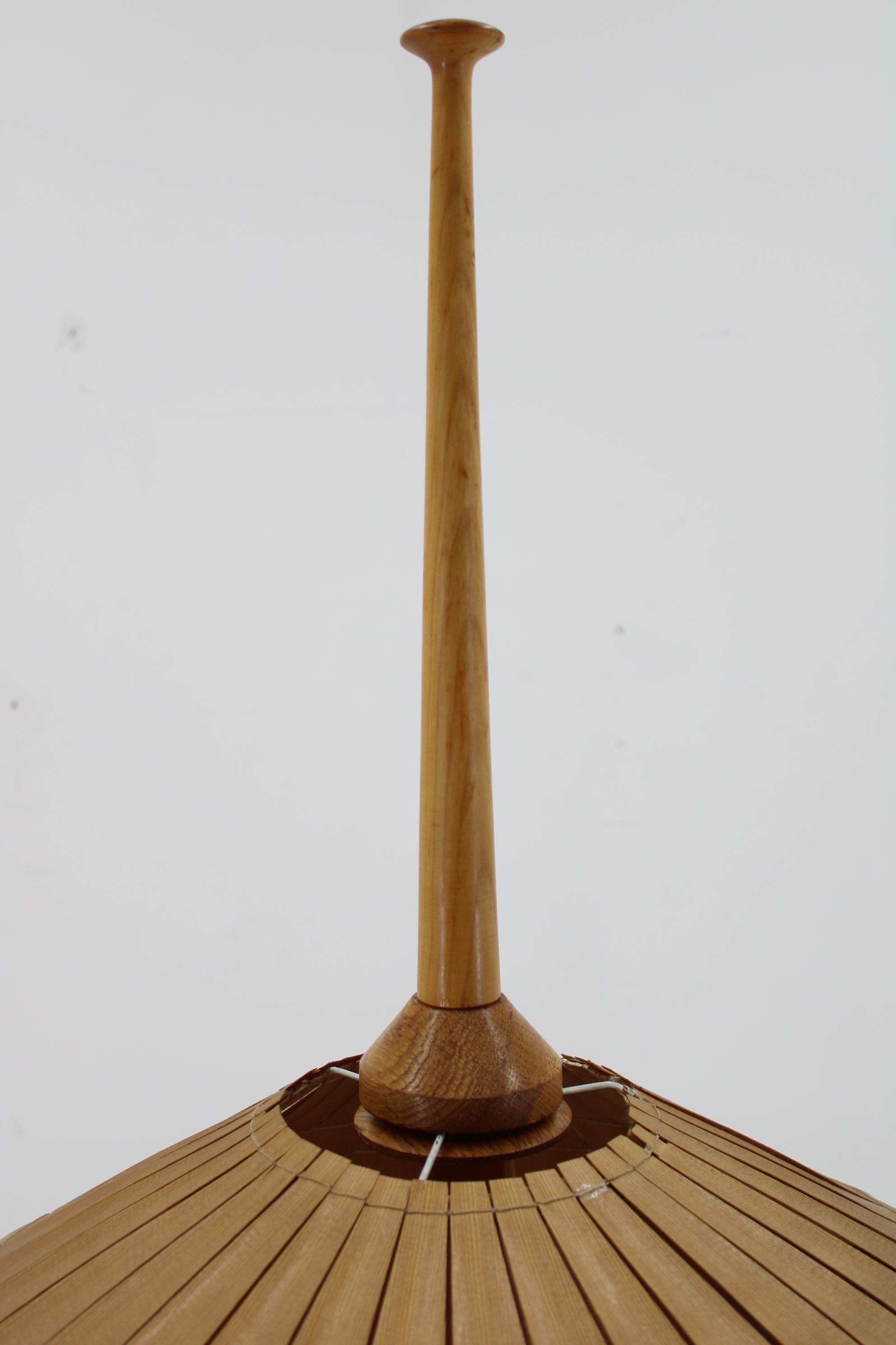 1970s Floor Lamp with Veneer Lamp Shade , Czechoslovakia 4