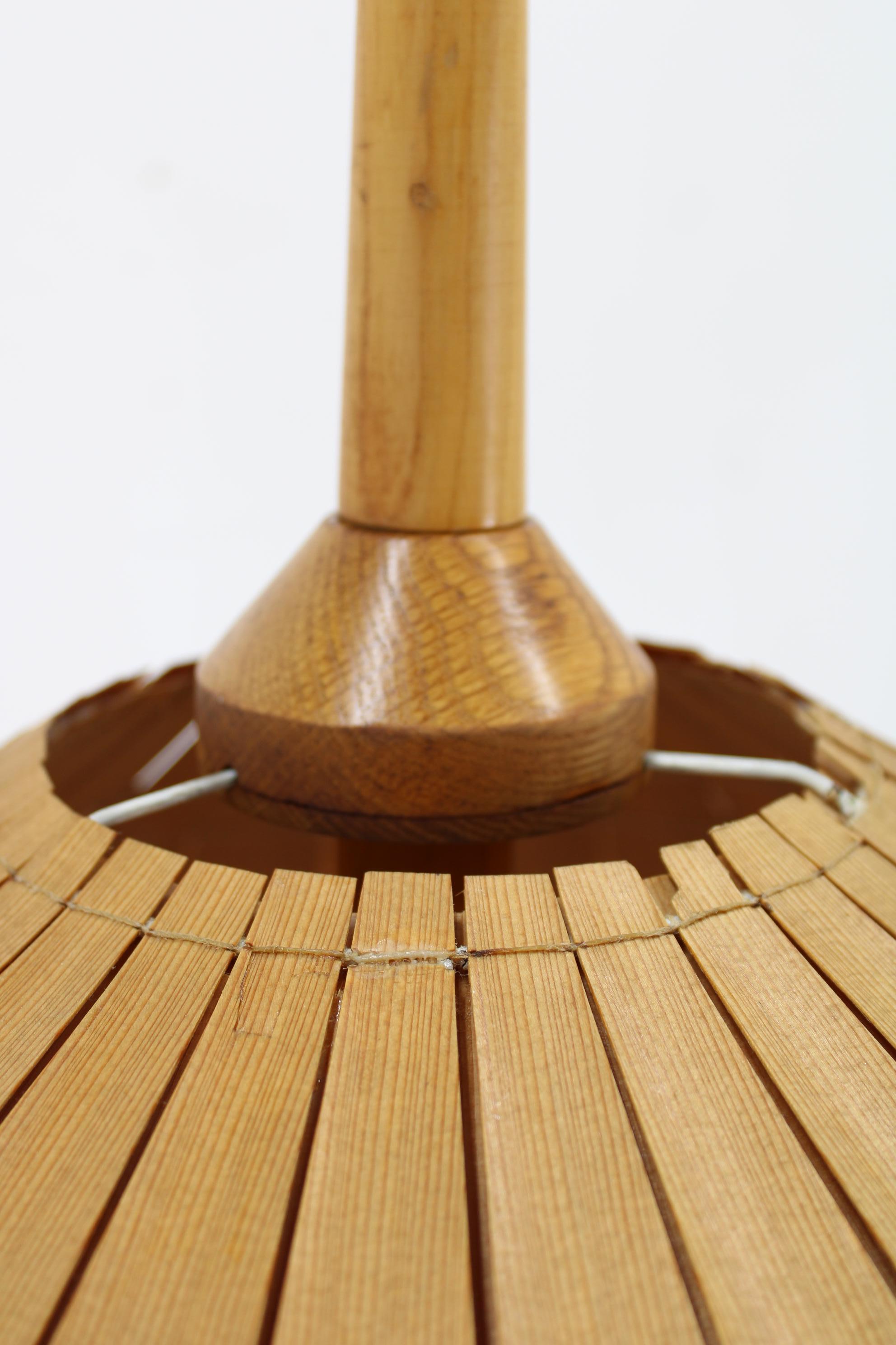 1970s Floor Lamp with Veneer Lamp Shade , Czechoslovakia 4