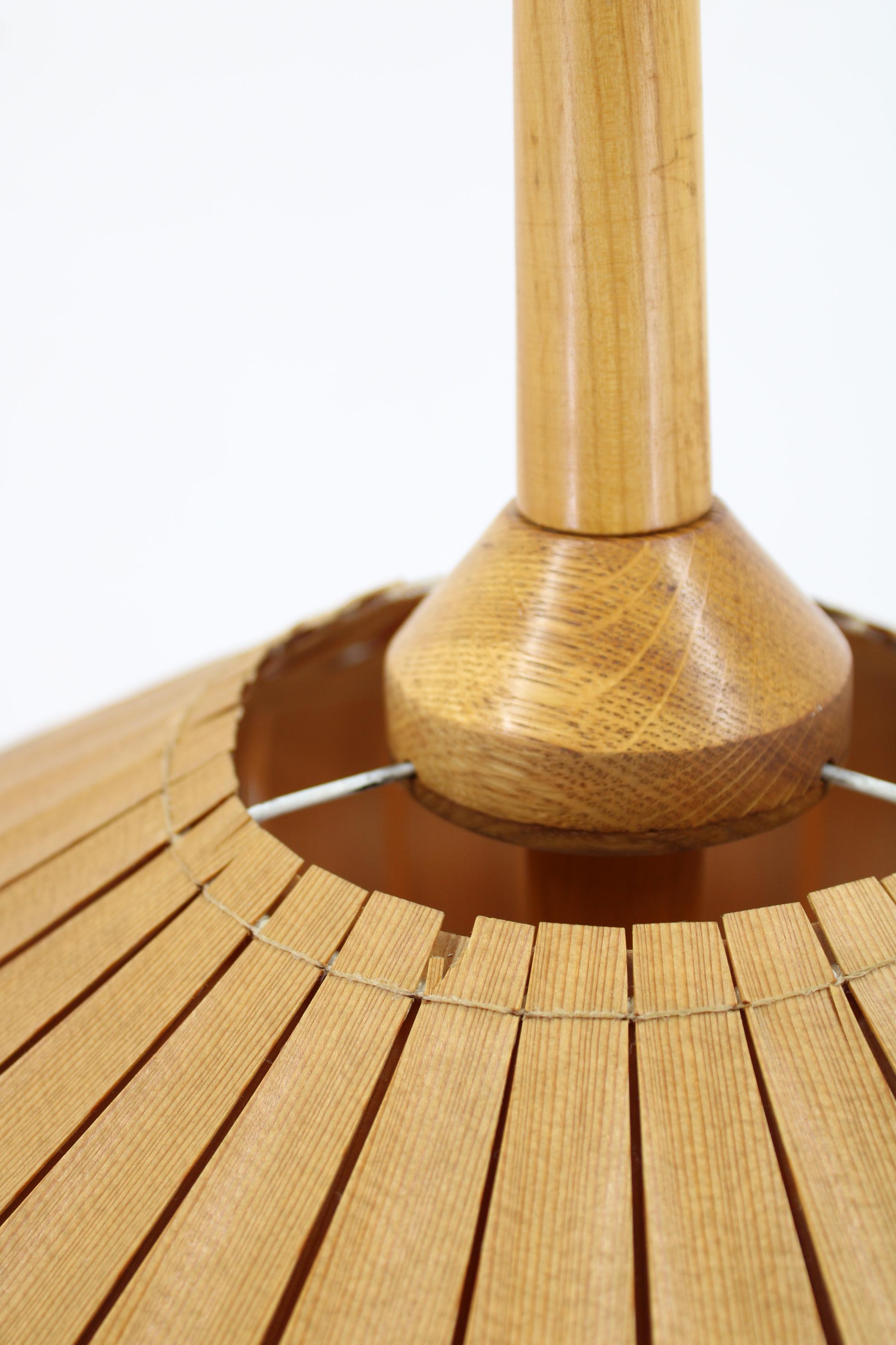 1970s Floor Lamp with Veneer Lamp Shade , Czechoslovakia 2