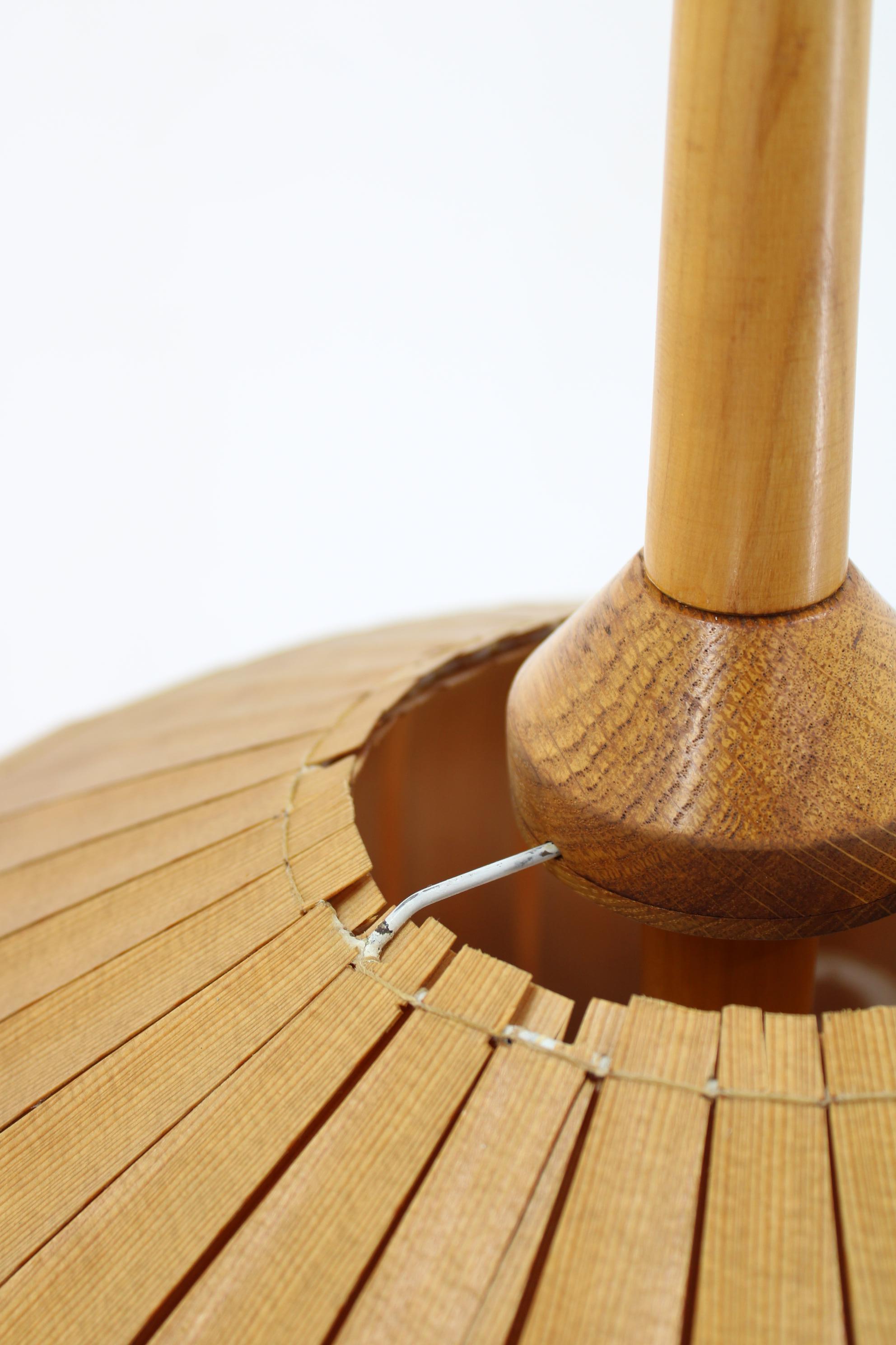 1970s Floor Lamp with Veneer Lamp Shade , Czechoslovakia 3