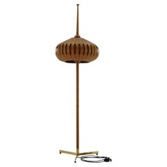 1970s Floor Lamp with Veneer Lamp Shade , Czechoslovakia