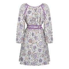 1970s Floral Cheesecloth Boho Dress