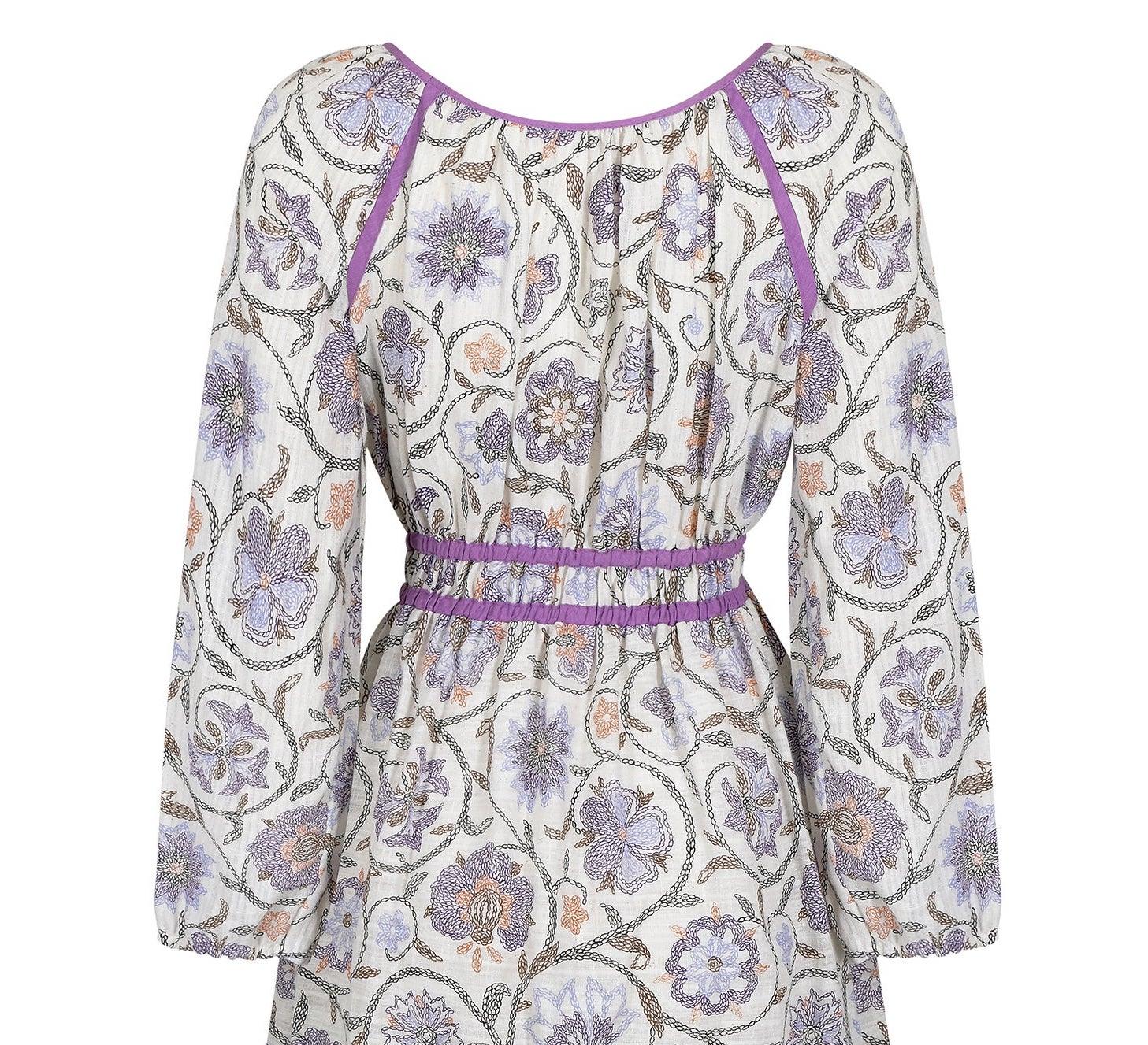 Robe Boho en étoffe de fromage à fleurs des années 1970 Pour femmes en vente