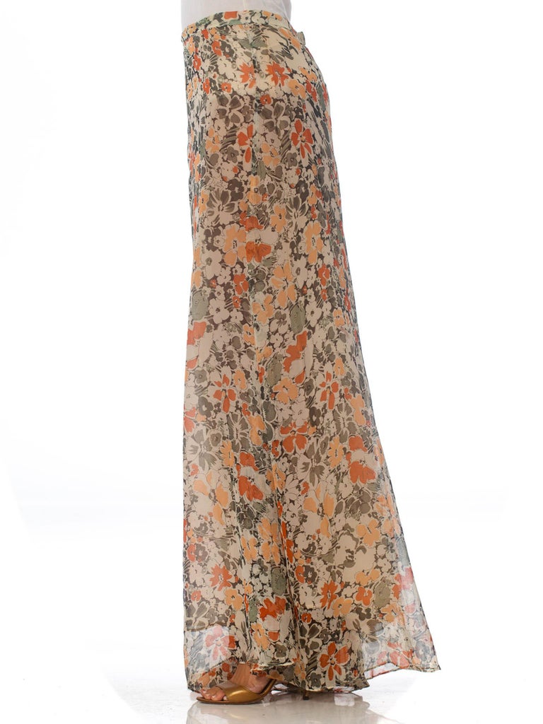 1970'S Floral Chiffon Wide-Leg Palazzo Pants For Sale at 1stDibs ...