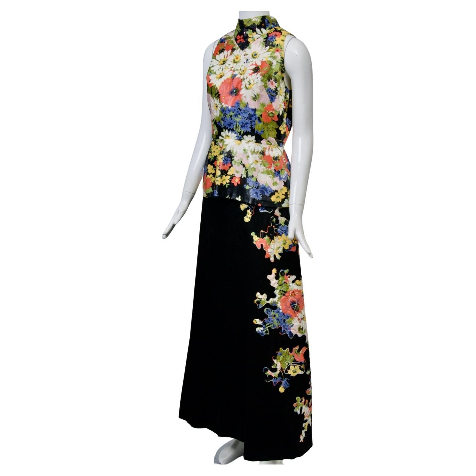 1970s Floral Maxi Ensemble For Sale