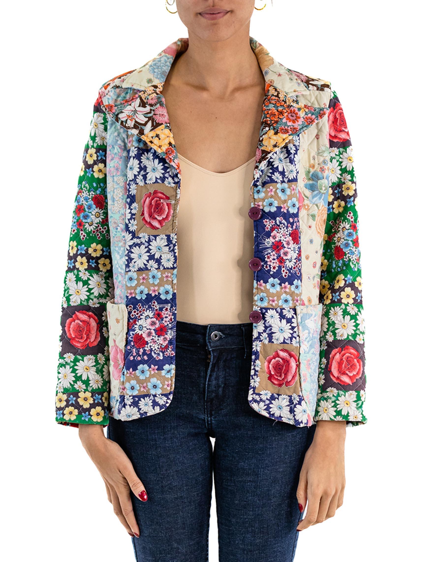 Floral Print Stand Collar Patchwork Jacket