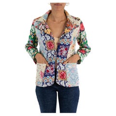 1970S Floral Organic Cotton Printed Patchwork Quilt  Jacket