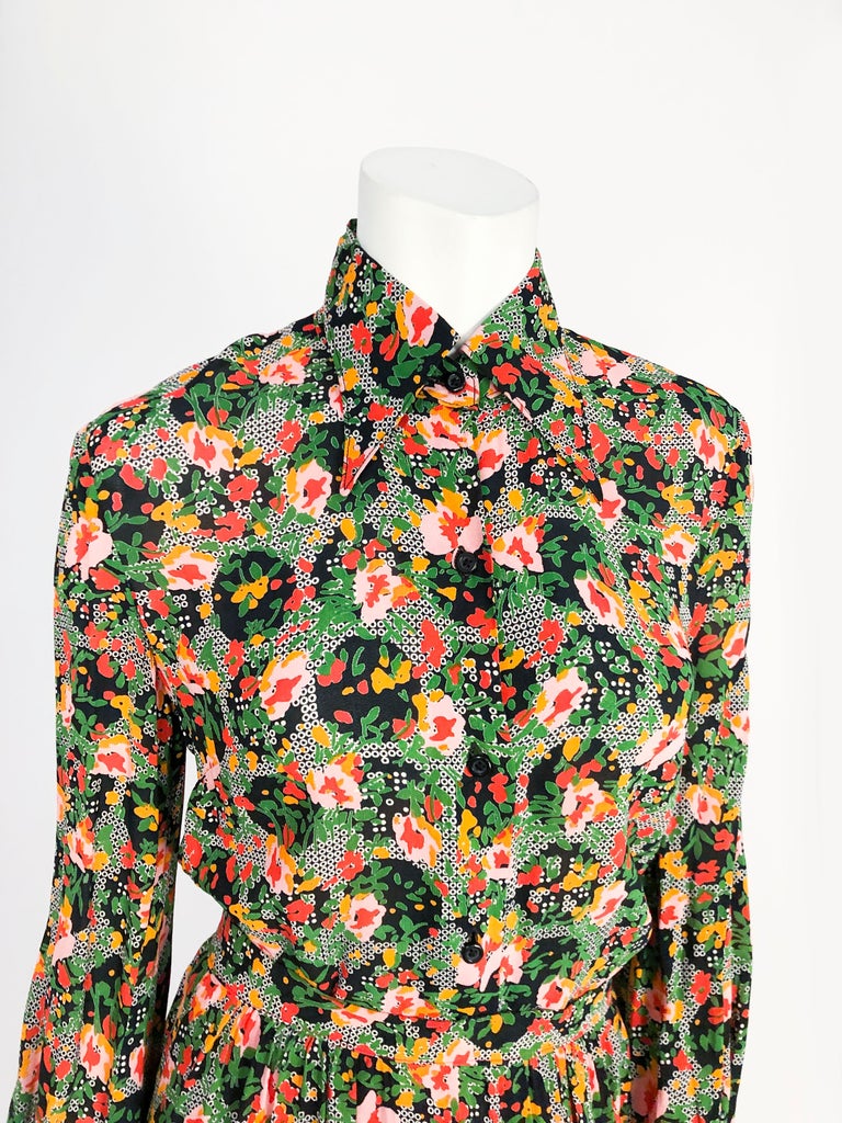 70's Pink and Gold Patterned Two Piece with Jewel Embroidered Top by The Silk Farm main image 1
