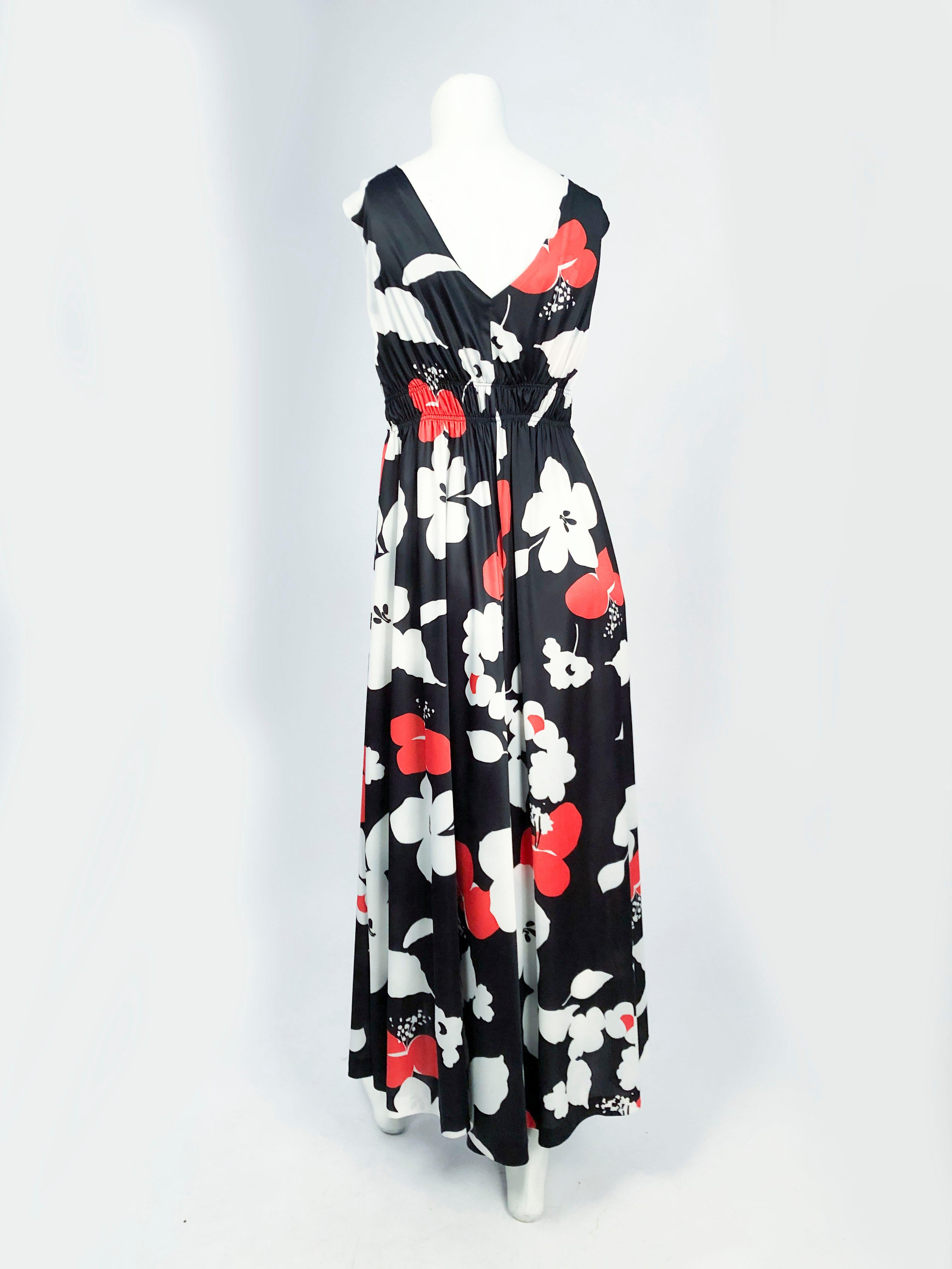 Women's 1970s Floral Printed Wide-legged Jumpsuit For Sale