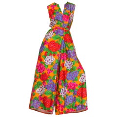 1970's Floral Silk Jumpsuit