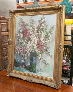 1970s Floral Still Llife, Oil on Canvas, signed by Theodore Major
