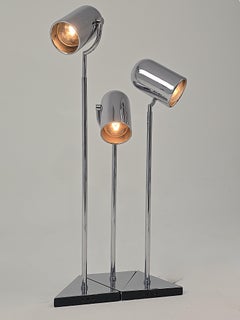Lampada da tavolo a 3 teste pivotanti in cromo Florence Casey, Italia, anni '70