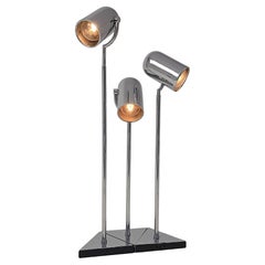 1970s Florence Casey 3 Pivotal Heads Chrome Table Lamp , Italy