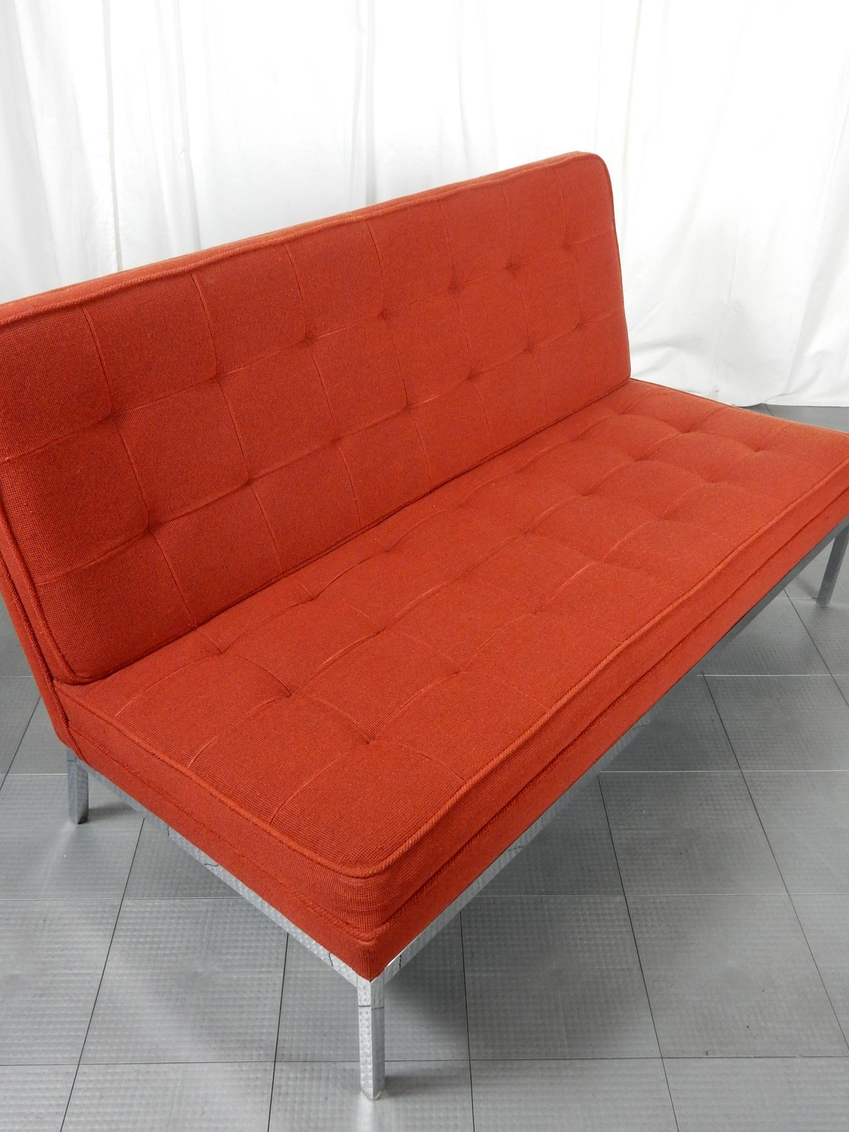 Mid-Century Modern 1970's Florence Knoll Armless Lounge Settee Sofa