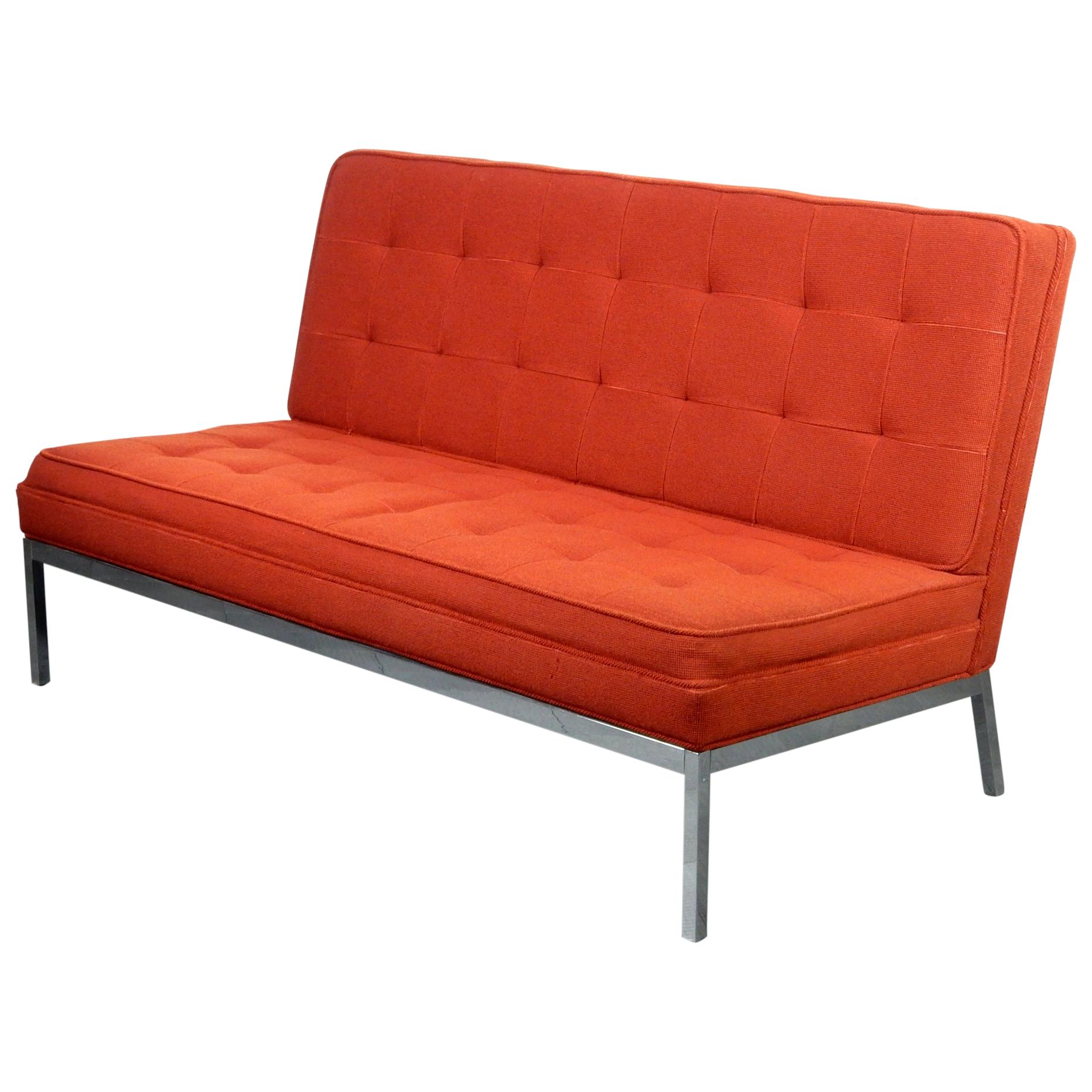 1970's Florence Knoll Armless Lounge Settee Sofa