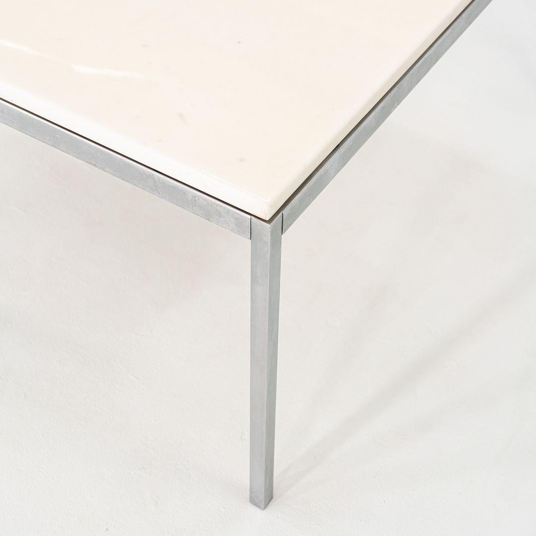 1970s Florence Knoll Coffee / End Table in Chromed Steel and White Marble 36
