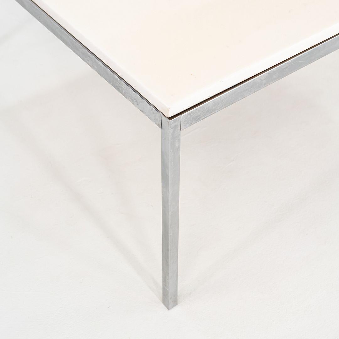 1970s Florence Knoll Coffee / End Table in Chromed Steel and White Marble 36