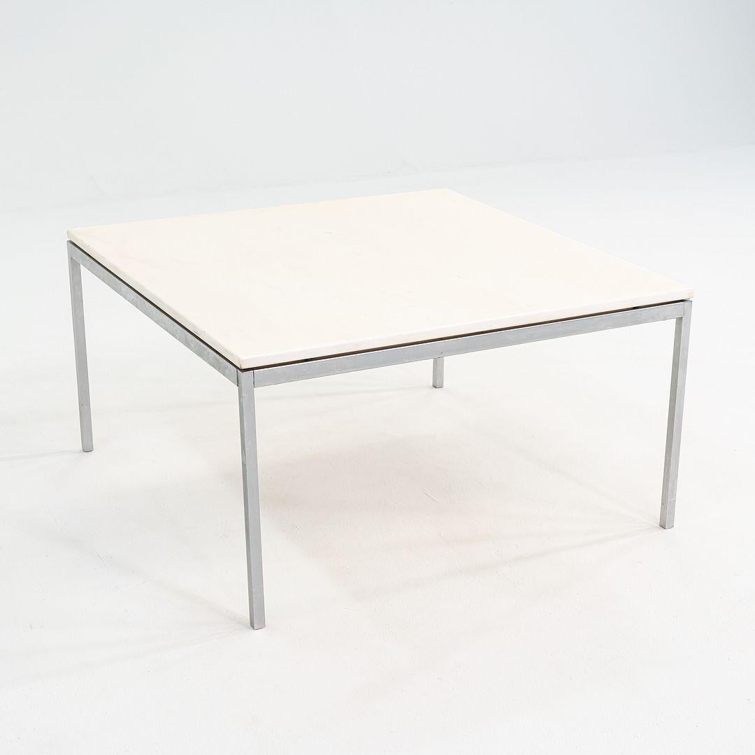 Fin du 20e siècle 1970s Florence Knoll Coffee / End Table in Chromed Steel and White Marble 36