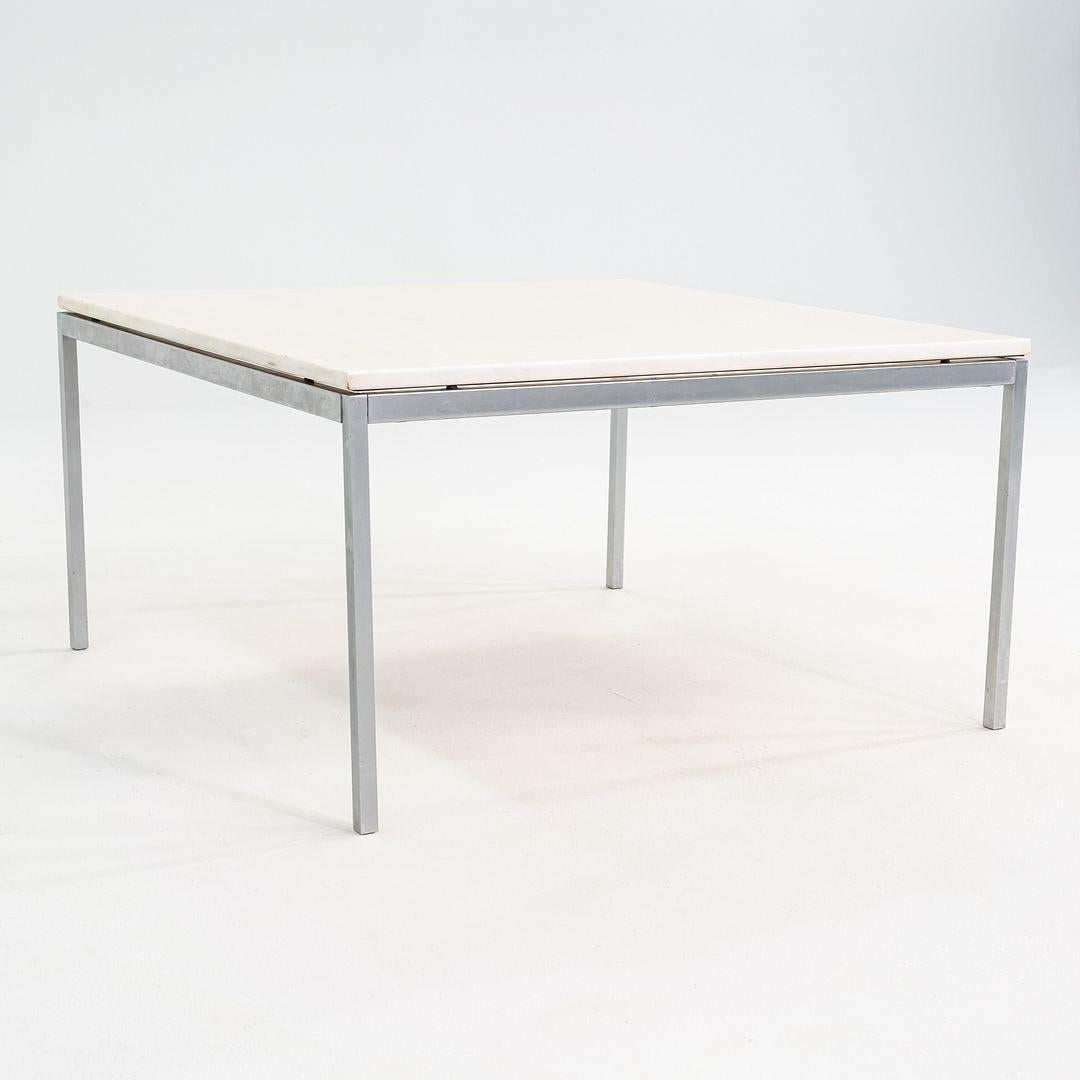 Acier 1970s Florence Knoll Coffee / End Table in Chromed Steel and White Marble 36