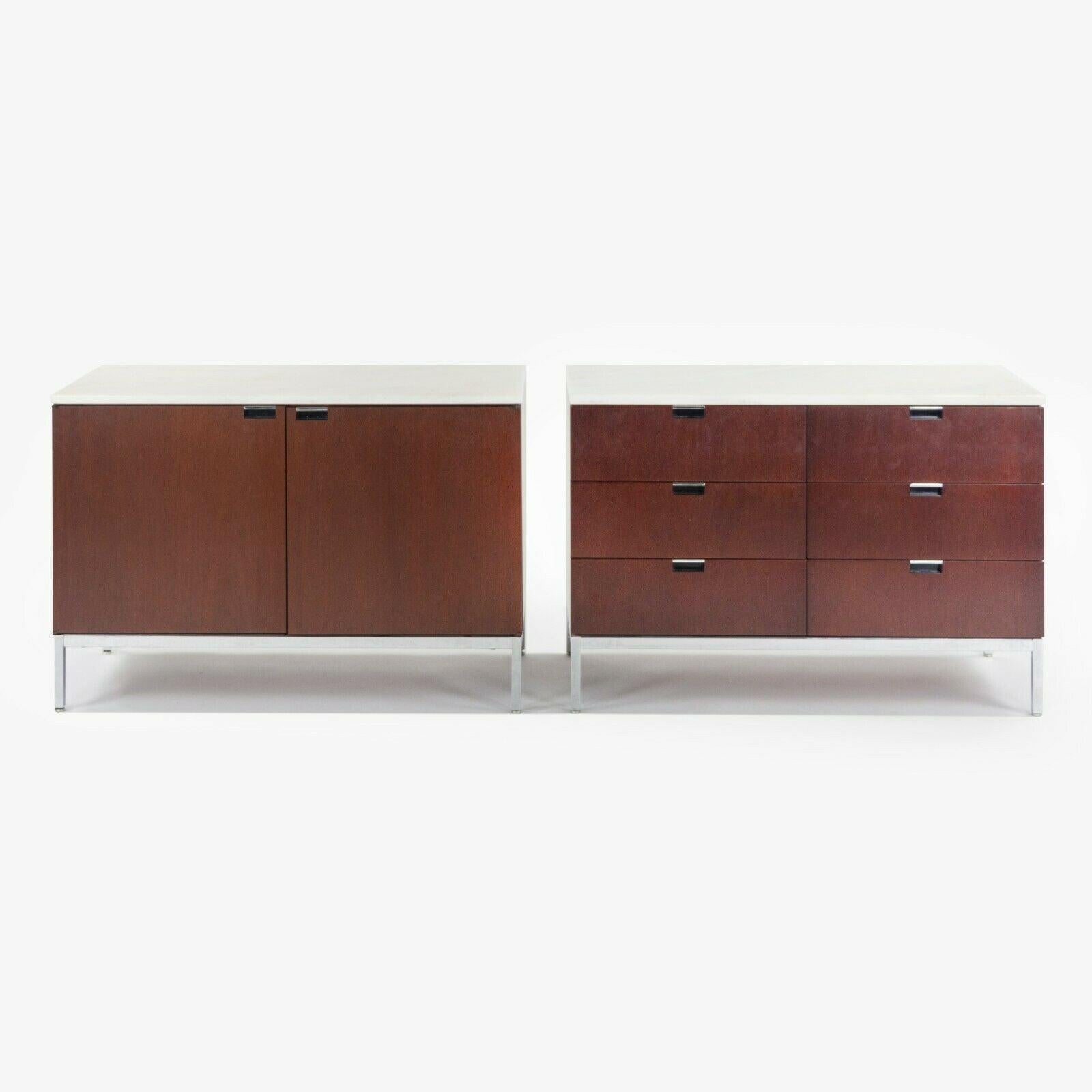 1970s Florence Knoll International 6 Drawer Credenza Dresser with Marble Top For Sale 5