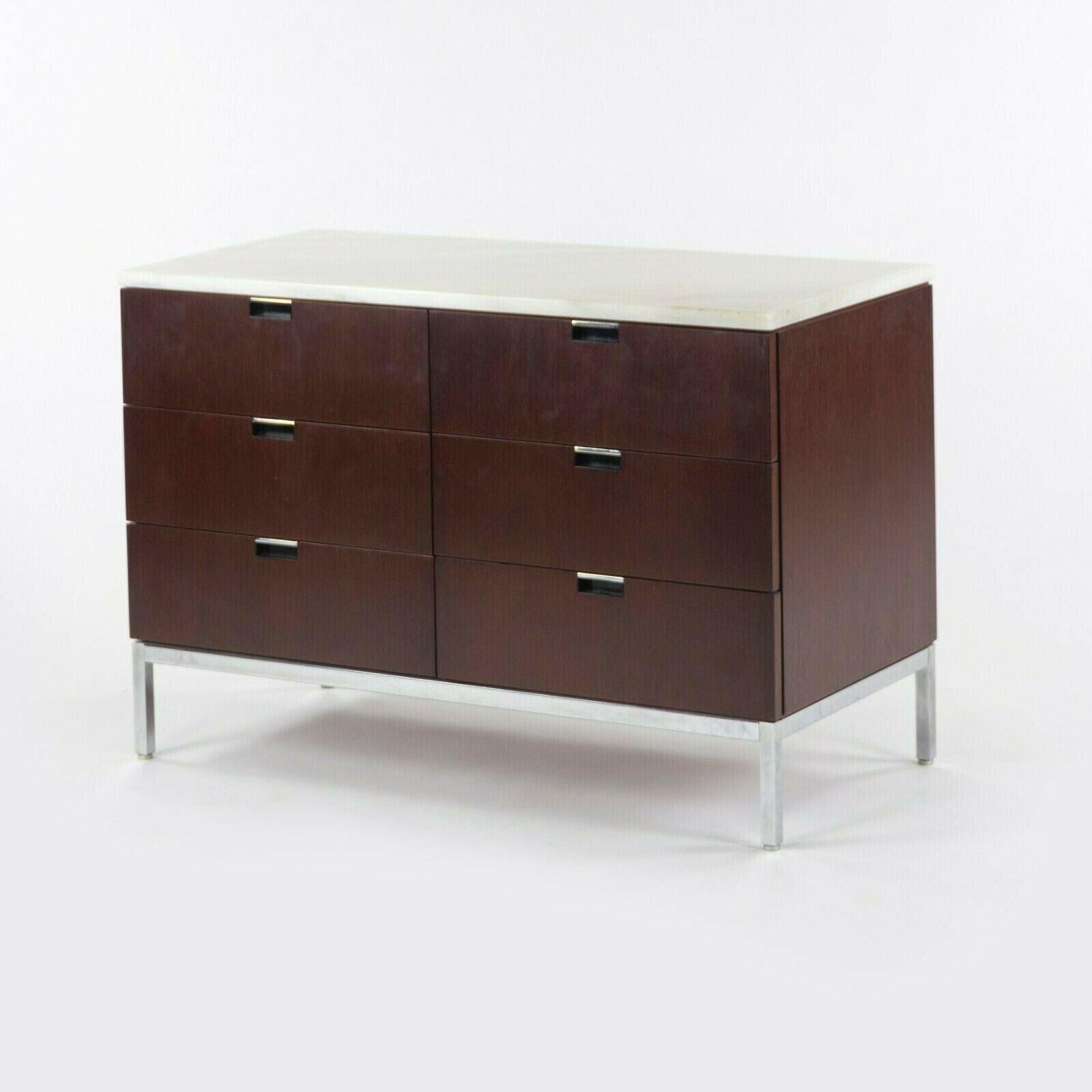 Modern 1970s Florence Knoll International 6 Drawer Credenza Dresser with Marble Top For Sale