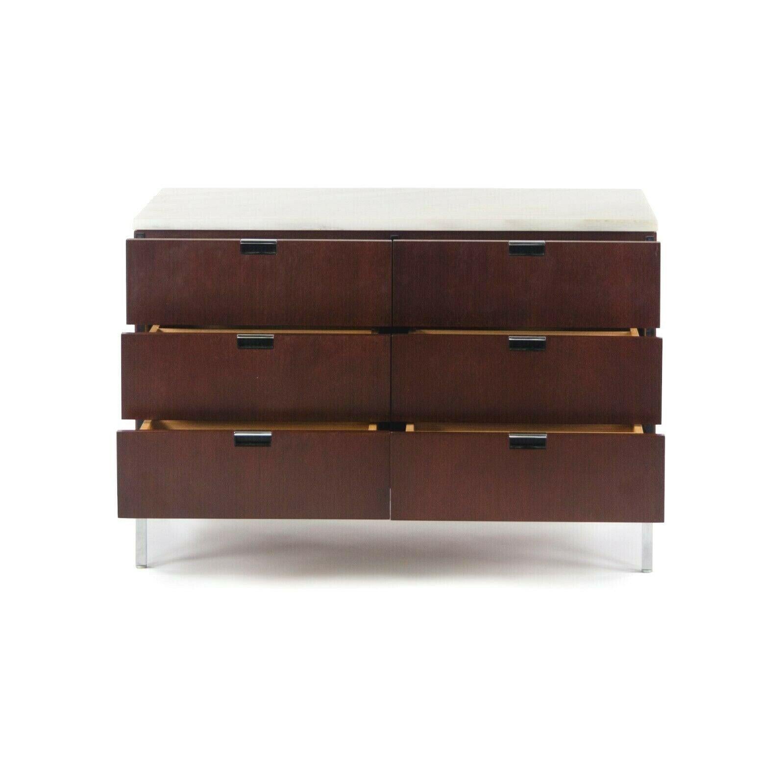 American 1970s Florence Knoll International 6 Drawer Credenza Dresser with Marble Top For Sale
