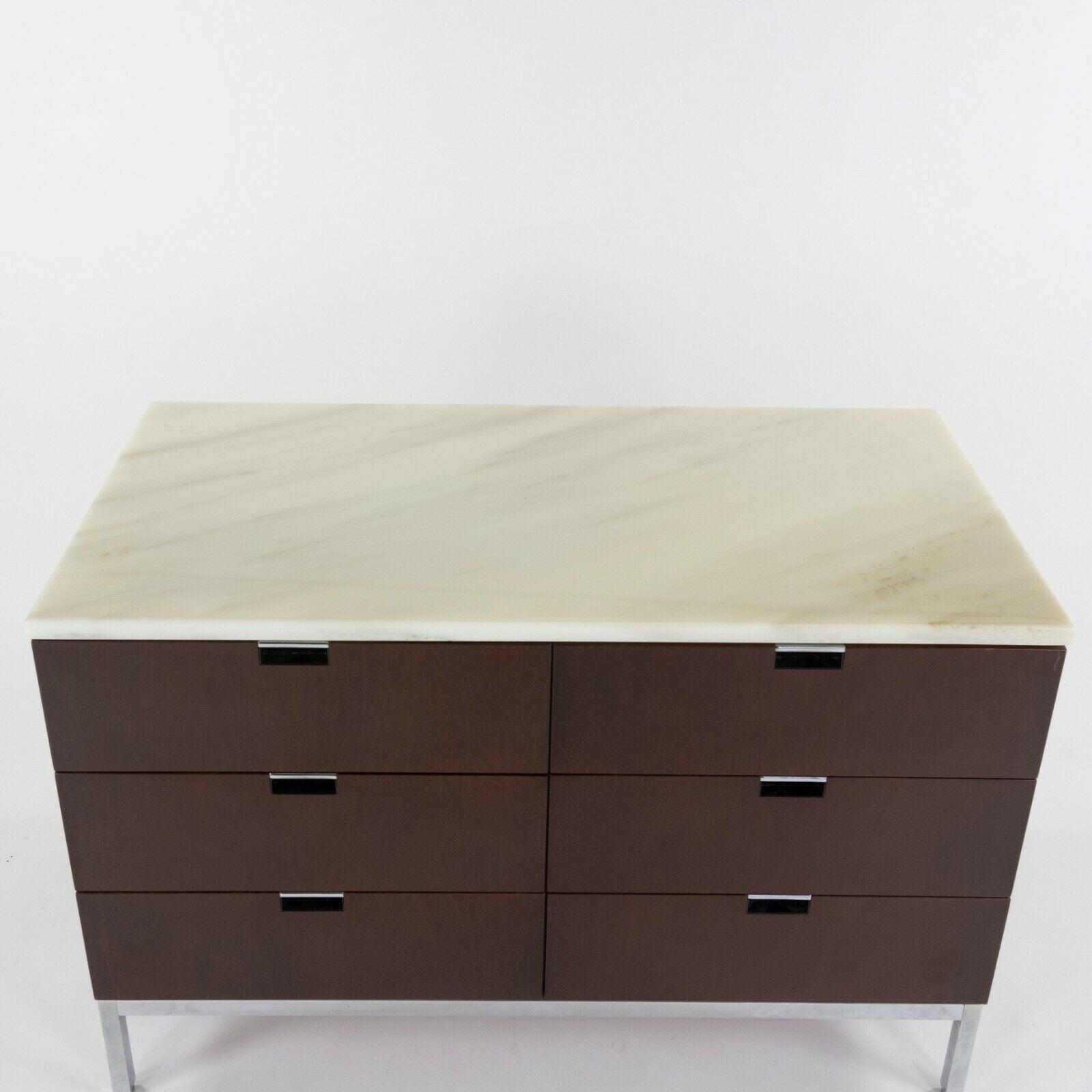 1970s Florence Knoll International 6 Drawer Credenza Dresser with Marble Top For Sale 1