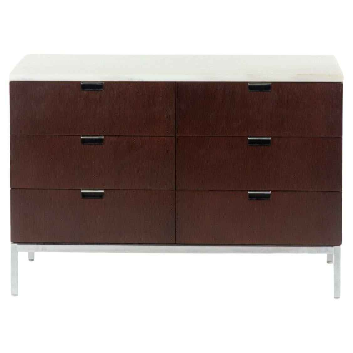 1970s Florence Knoll International 6 Drawer Credenza Dresser with Marble Top For Sale