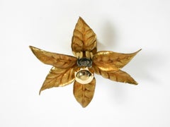 1970s Florentine-style brass ceiling lamp by Willy Daro for Massive, Belgium