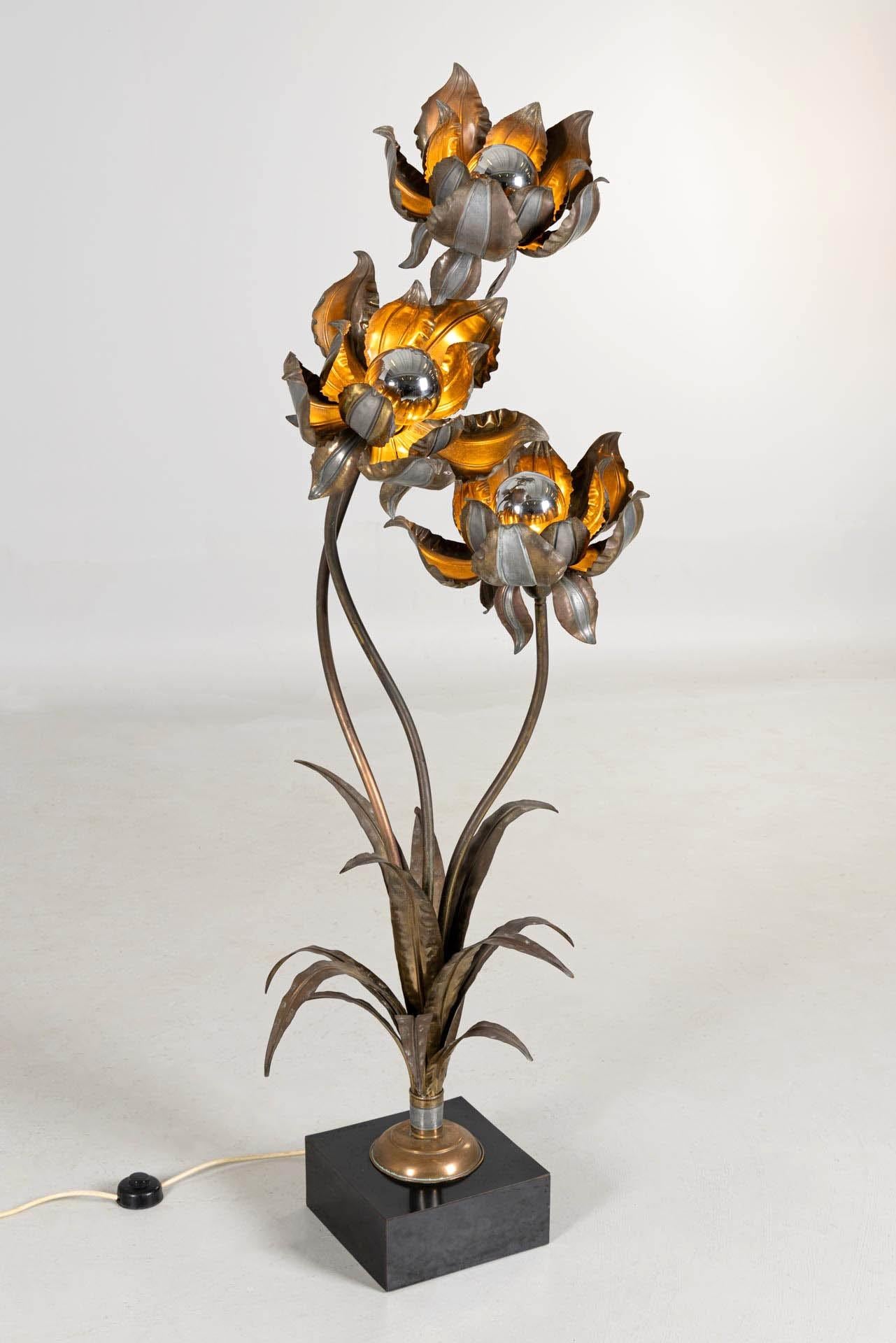 French 1970s Flower Floor Lamp, attributed to Henri Fernandez, France