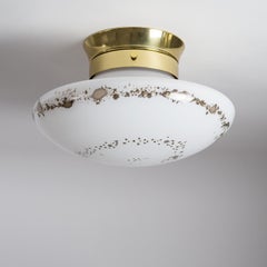 1970s Flush Mount, Glass and Brass