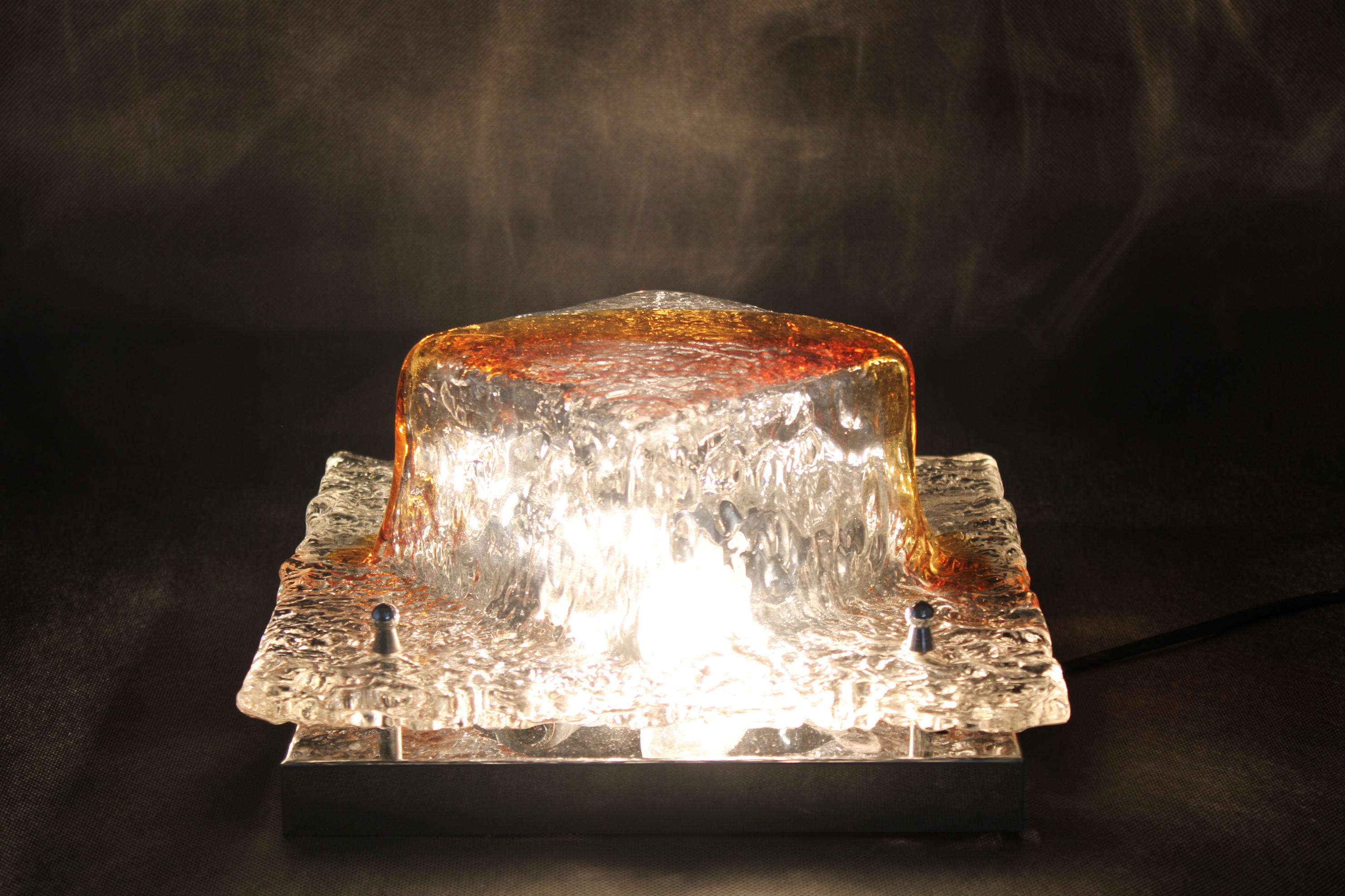 Lampe encastrée des années 1970 avec verre de Murano, Italie en vente 3